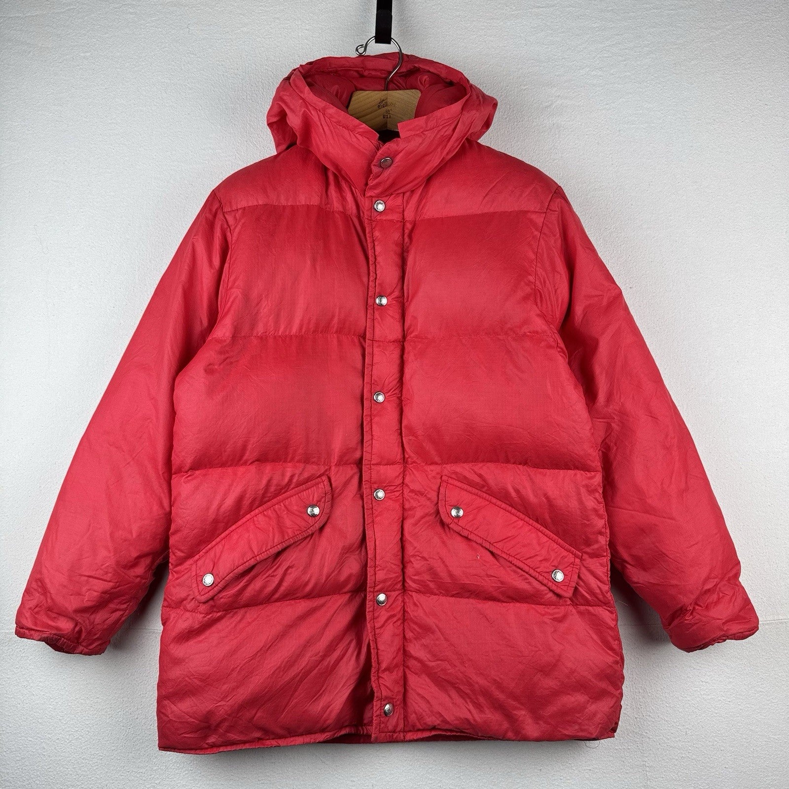 60s/70s Vtg Field & Stream Gordon Ferguson Goose Down Puffer Jacket Hooded Red S
