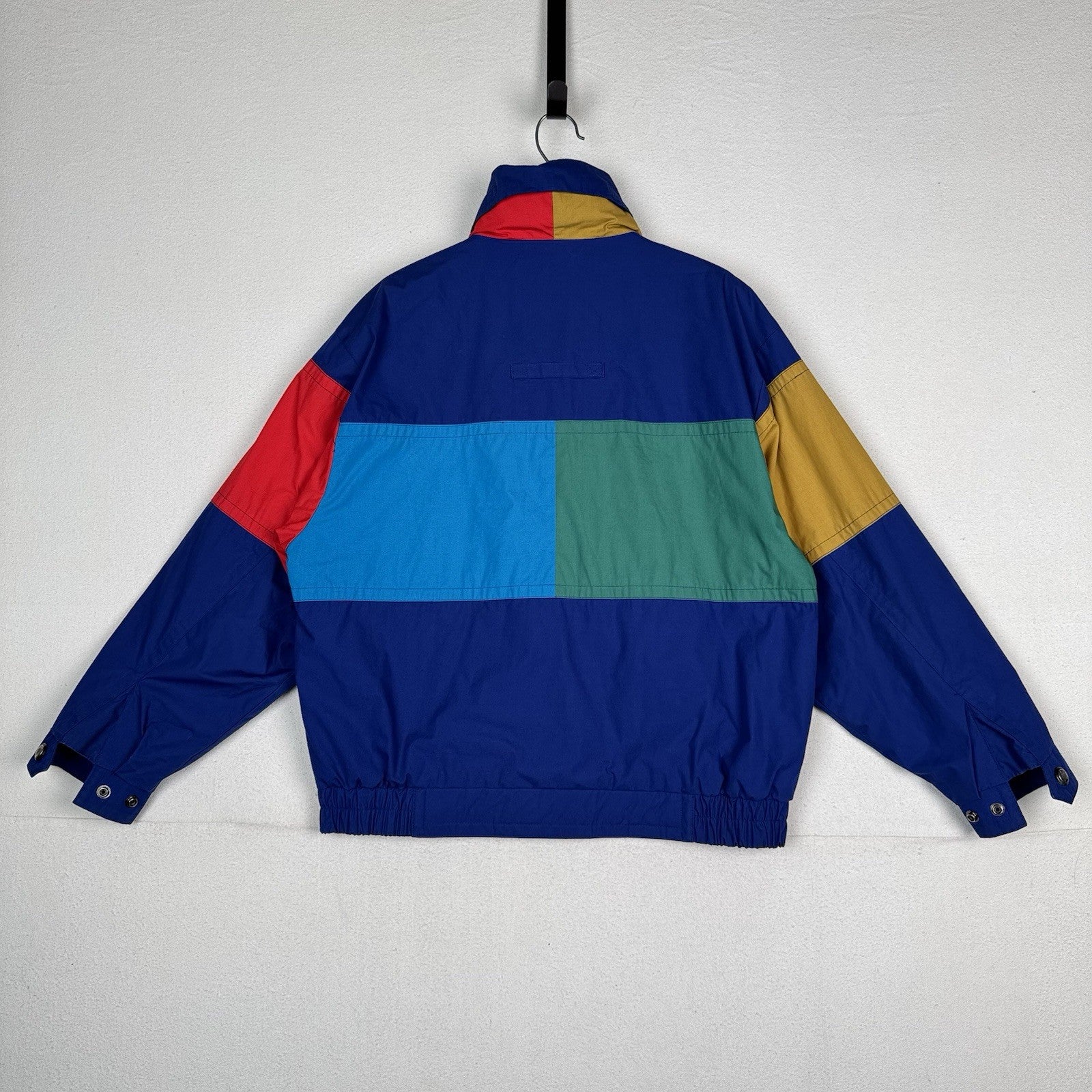 Vtg 90’s London Fog Blue Color Block Wind Jacket Nautical Stowaway Hood Men’s M