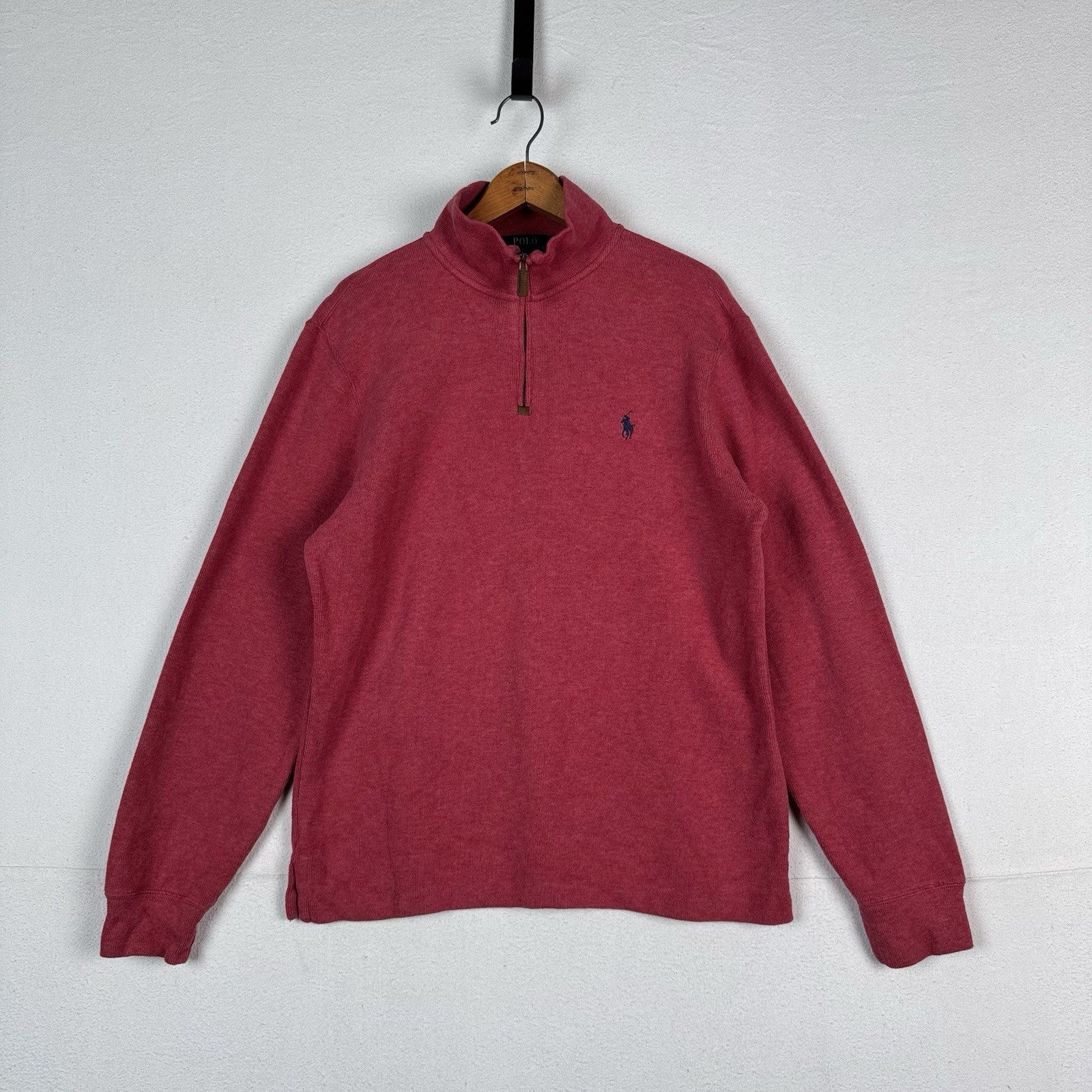 Polo Ralph Lauren Sweater 1/4 Zip Mens Medium Red Pullover Soft Touch