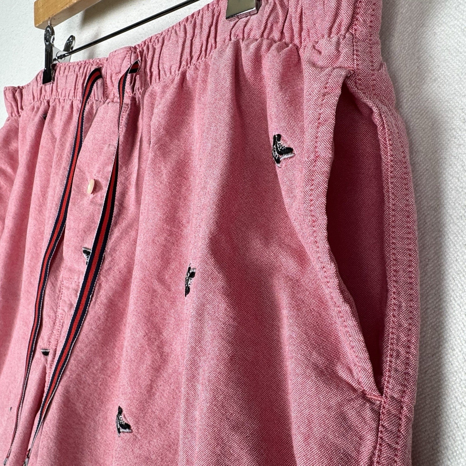 J.Crew Mens XL Ice Hockey Cotton Lounge Pajama Pants Pink Red Black