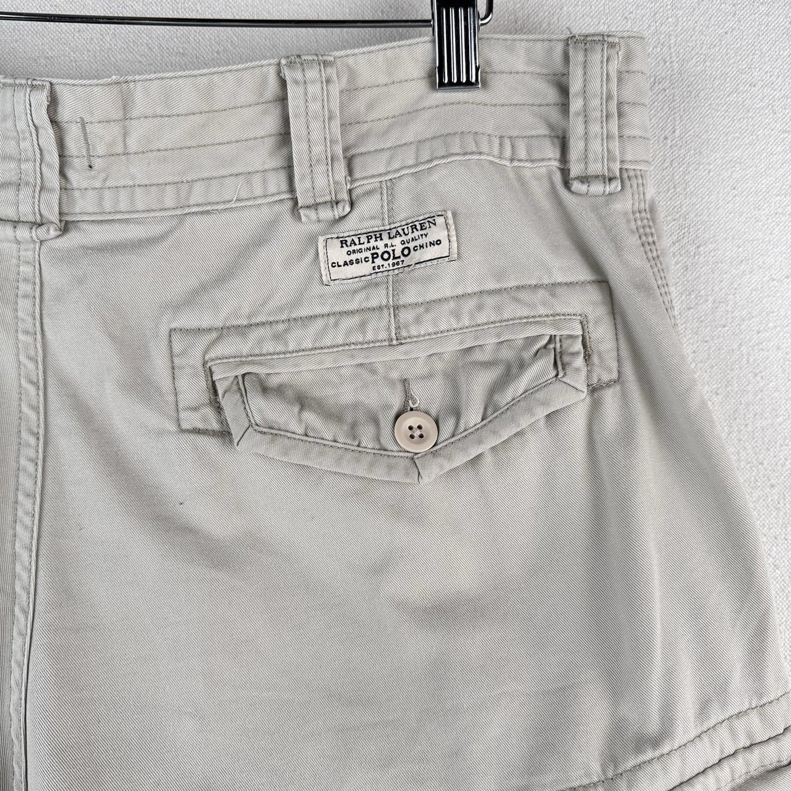 Polo Ralph Lauren Chino Classic Cargo Shorts Vintage Tan Khaki Men’s 34x9