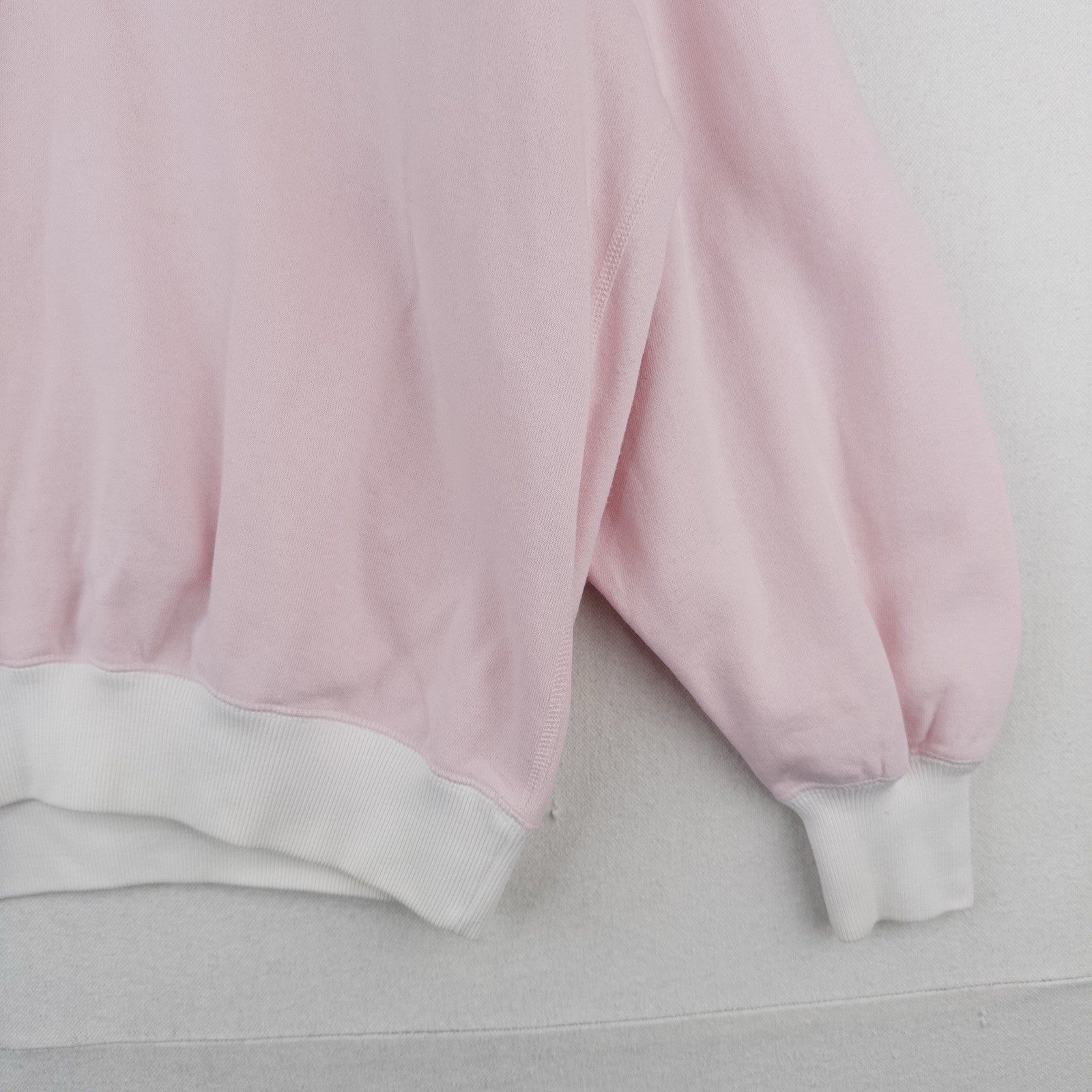 90s Ralph Lauren Womens Small Pink White Shawl Collar Fleece Pullover Sweatshirt