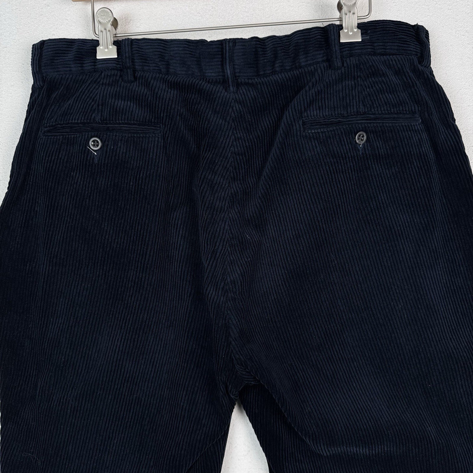 Vintage Polo Ralph Lauren Pants Mens 36x30 Navy Blue Thick Corduroy Baggy Cuffed