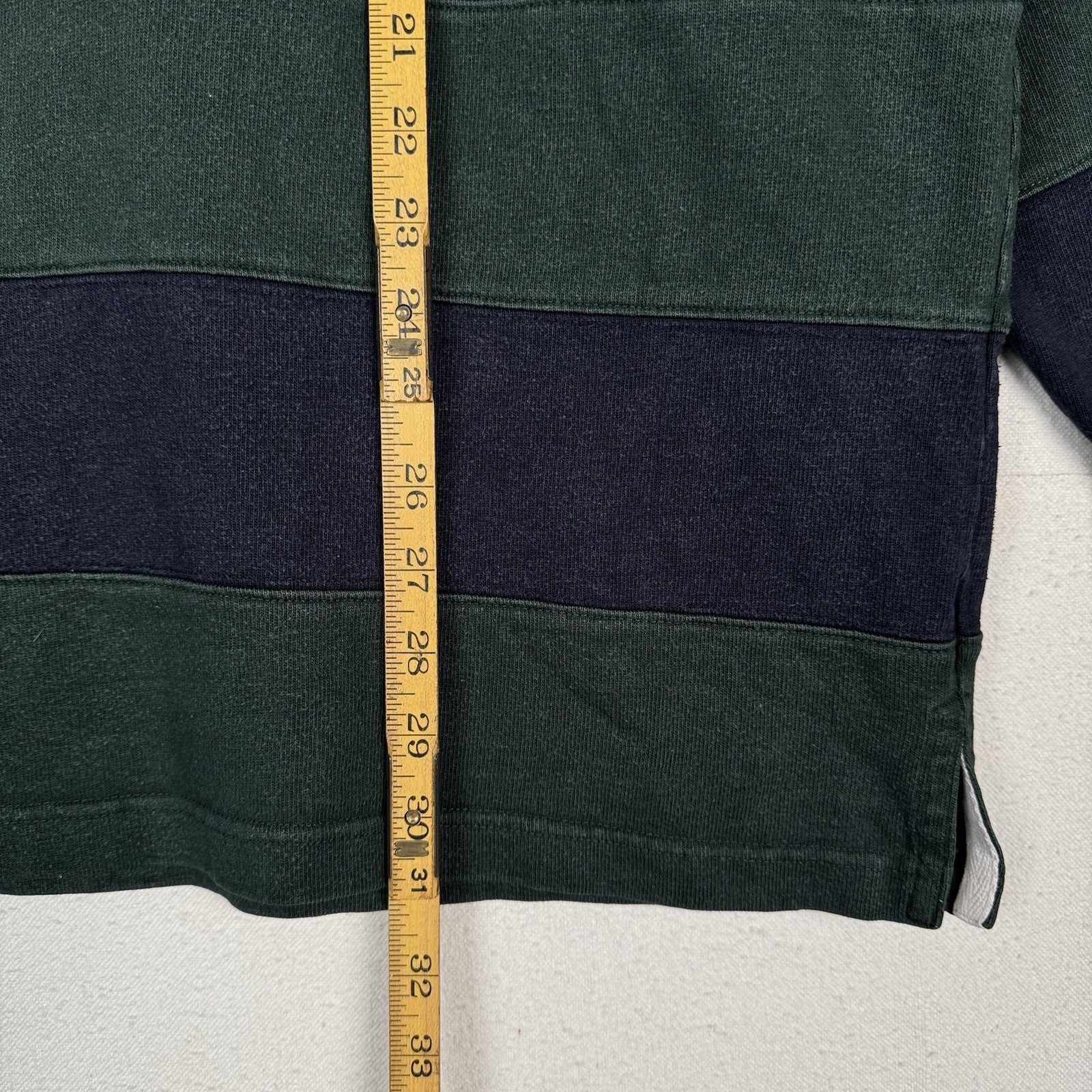 Vintage 90’s Polo Ralph Lauren Men's XL Stripe Banded Green Blue Rugby Shirt