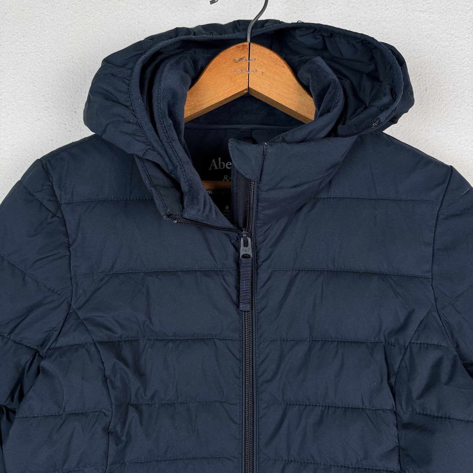 Abercrombie & Fitch Packable Puffer Jacket Women’s Medium Blue Removable Hood