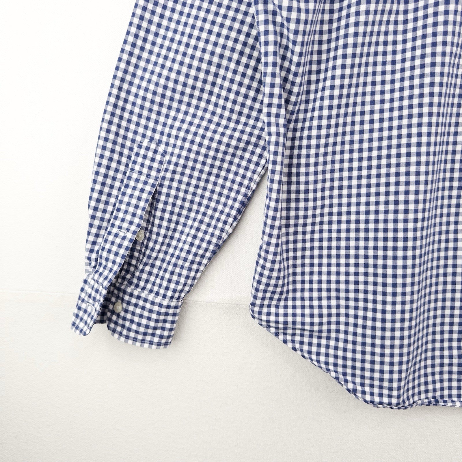 90’s Vintage Ralph Lauren Men's M Blue Gingham Check Button Down Shirt