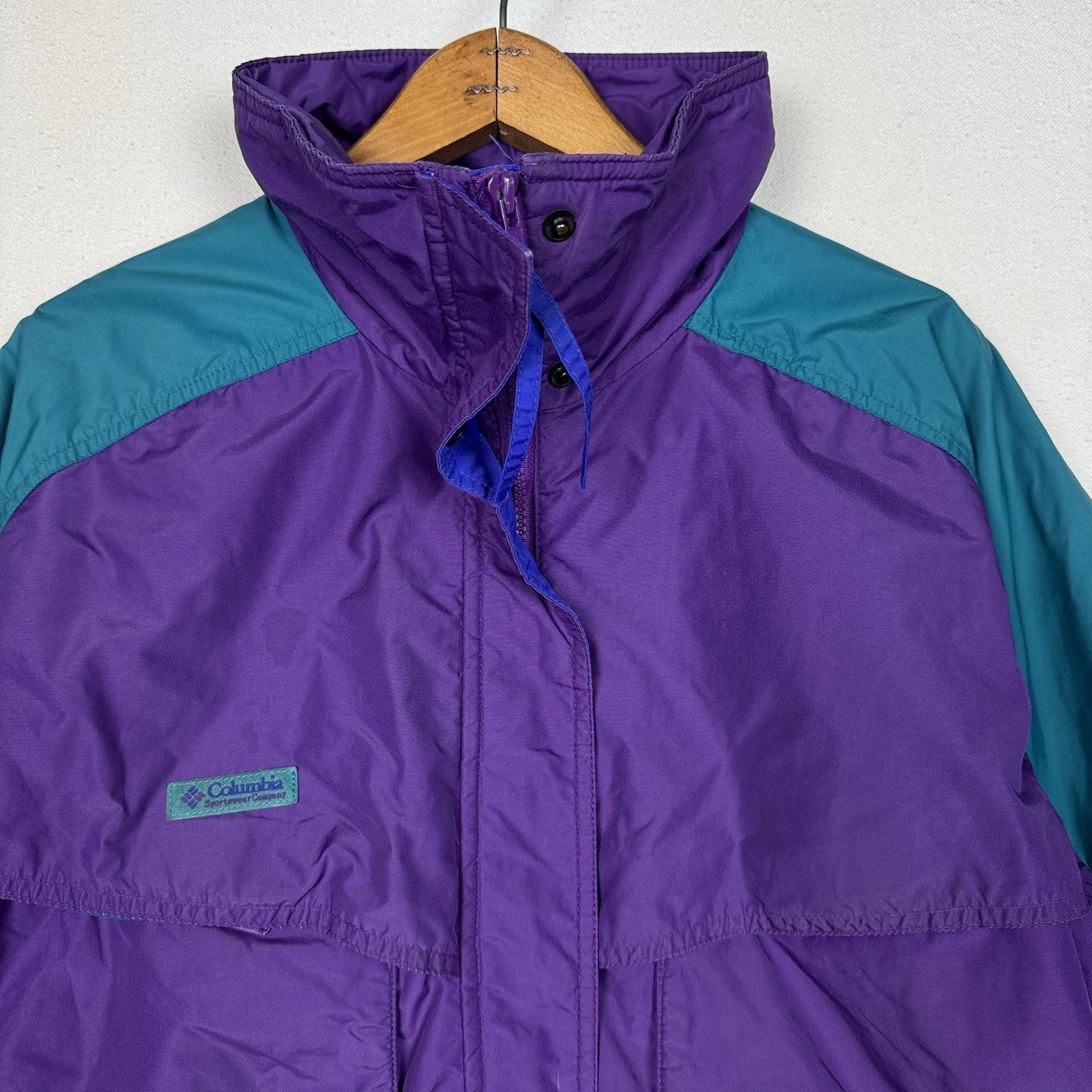 Colorblock Columbia Ski Coat Vintage Powder Keg Women’s XL Jacket Shell 80s 90s