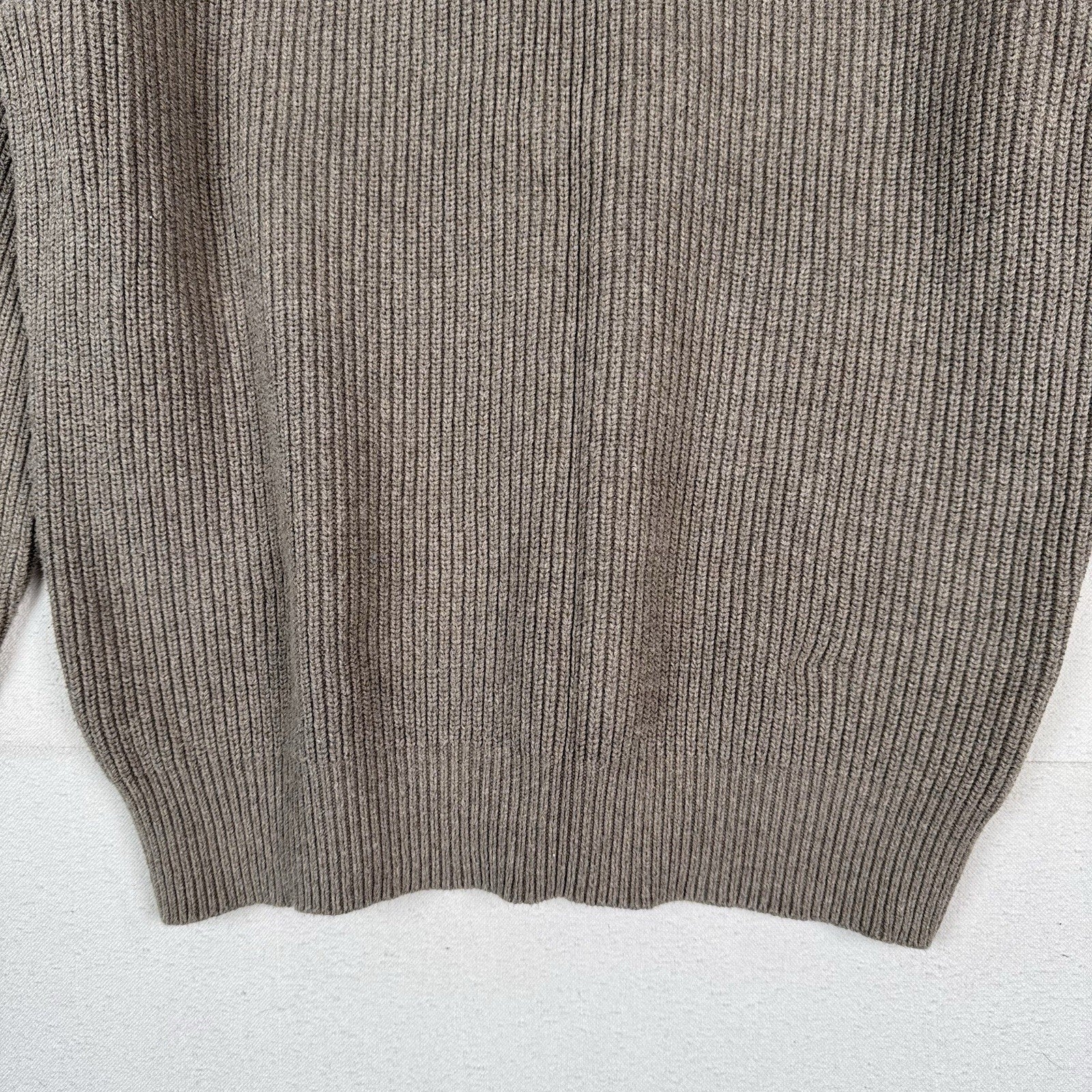 J. Crew Woodsman Men's XL Knit Sweater Shoulder Patches Cotton Crewneck Brown