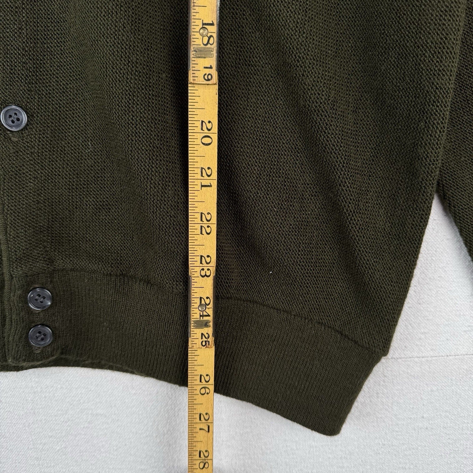 80’s Vintage Izod Cardigan Sweater Men's Large Olive Army Khaki Green Made USA