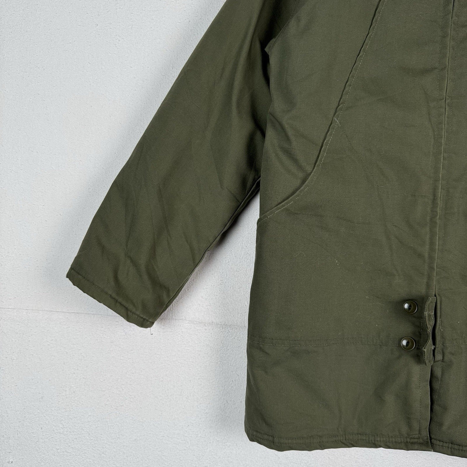 Vintage 60s 70s Sears Wearmaster Green Military Car Coat Parka Fits Chest 42”