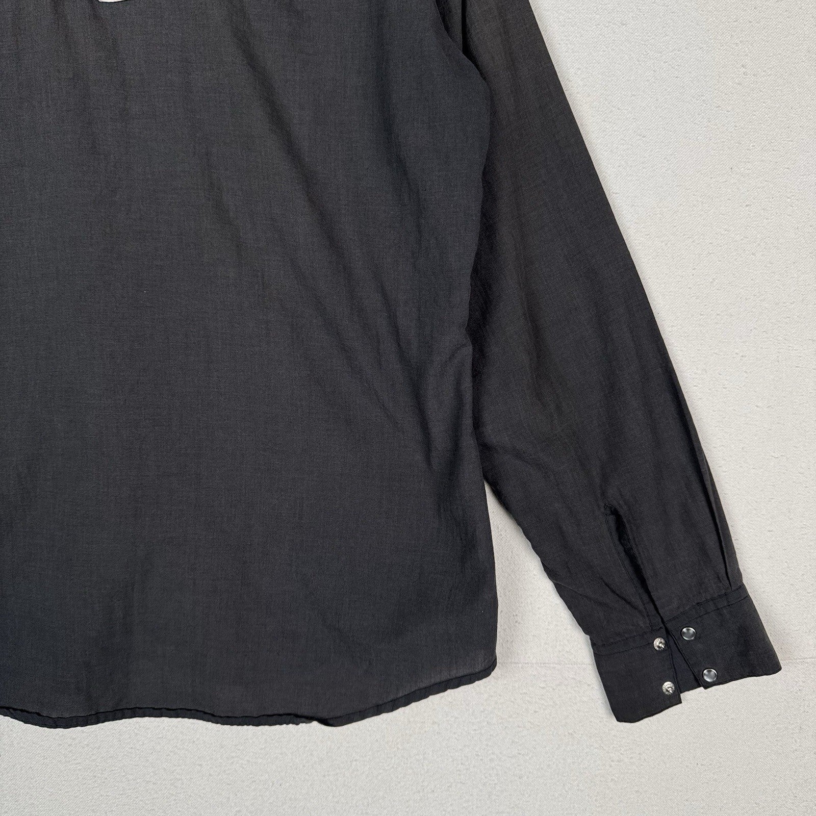 Vintage 70’s  Madman Western Shirt Men’s Large Black White Piping Pearl Snap