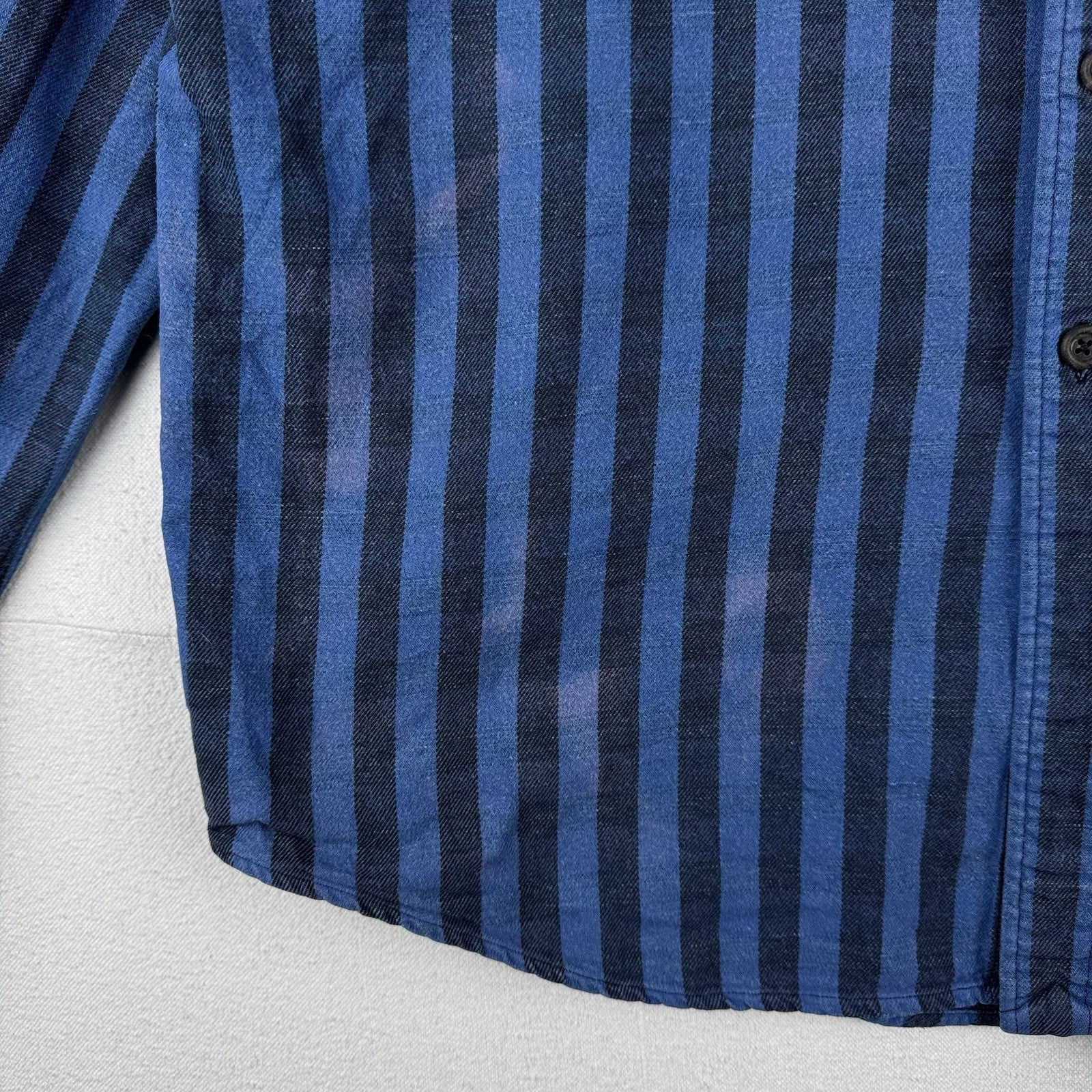 90’s Vtg Polo Ralph Lauren Indigo Blue Stripe Men’s 2XL Heavyweight Shirt *Read