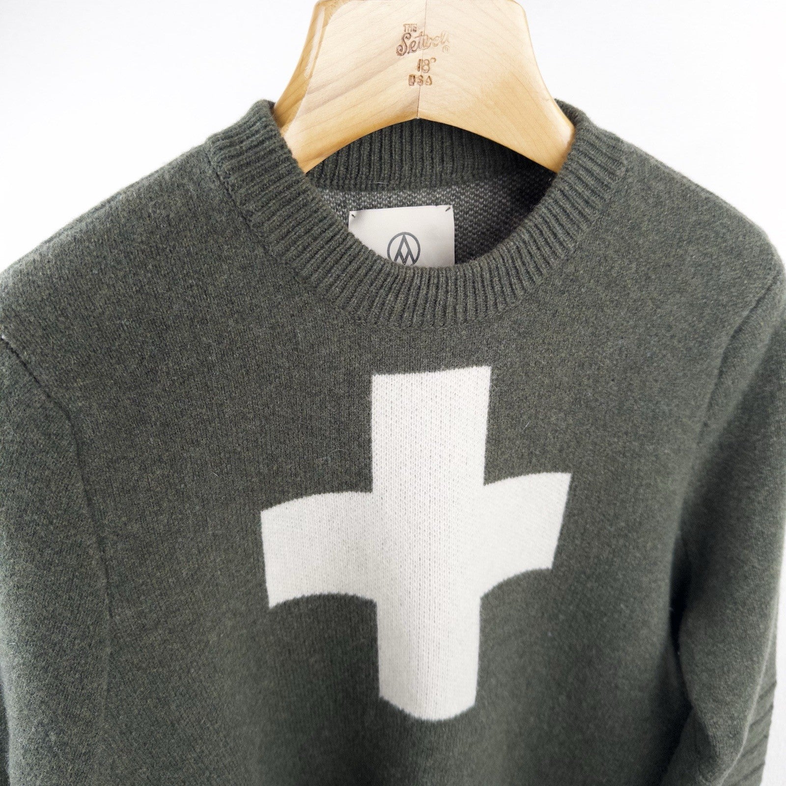 Alps & Meters Original Ski Race Knit Patrol Wool Cross Sweater Men’s S Green