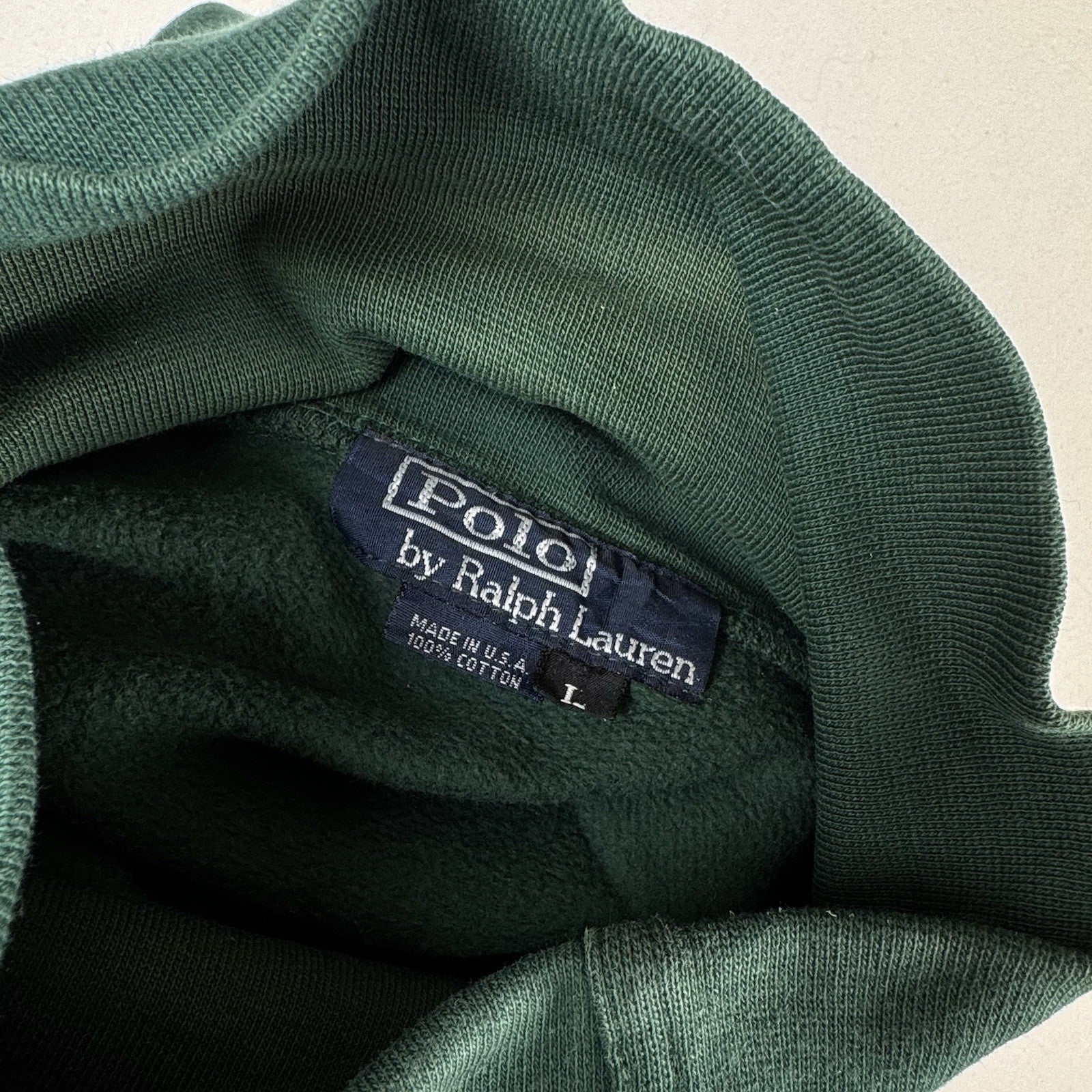 Vintage 80s Polo Ralph Lauren Men’s L Mock-neck Sweatshirt Green Made In USA