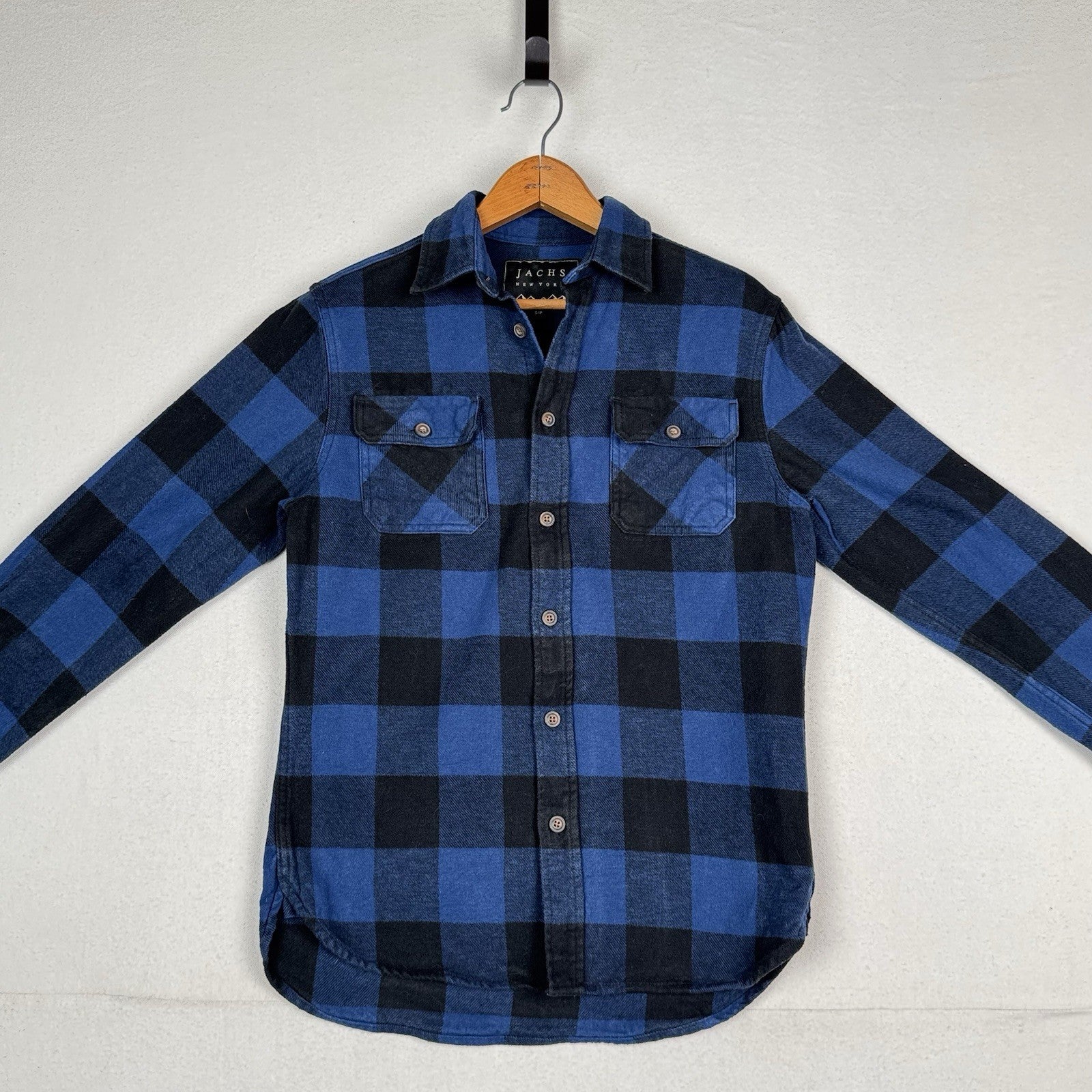 Jachs Men’s Small S Blue Black Heritage Thick Material Flannel Button Up
