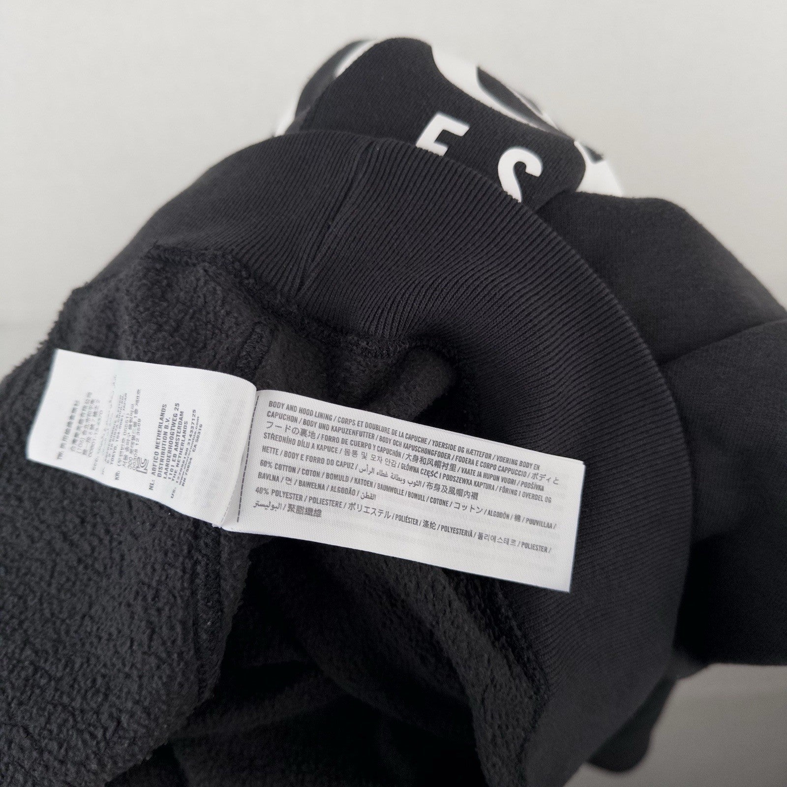 Abercrombie & Fitch Soft Hoodie Black Gray Mens M Exploded Spelled Out Back Logo