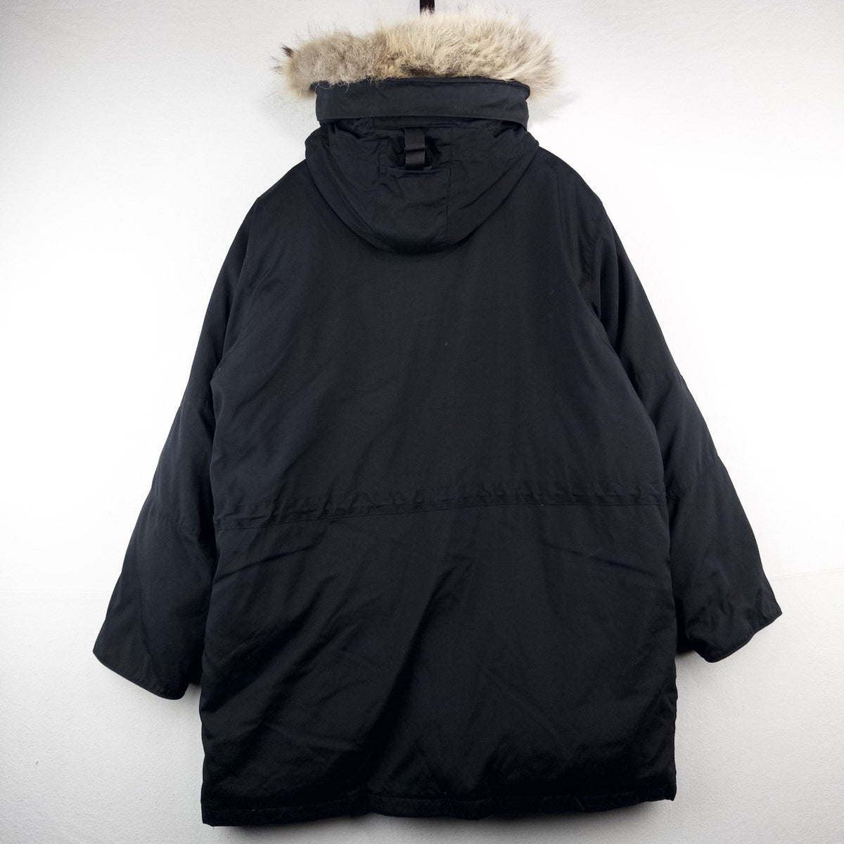 90’s Vtg Polo Sport Ralph Lauren Men’s L Black Down Parka Jacket Coyote Fur Trim