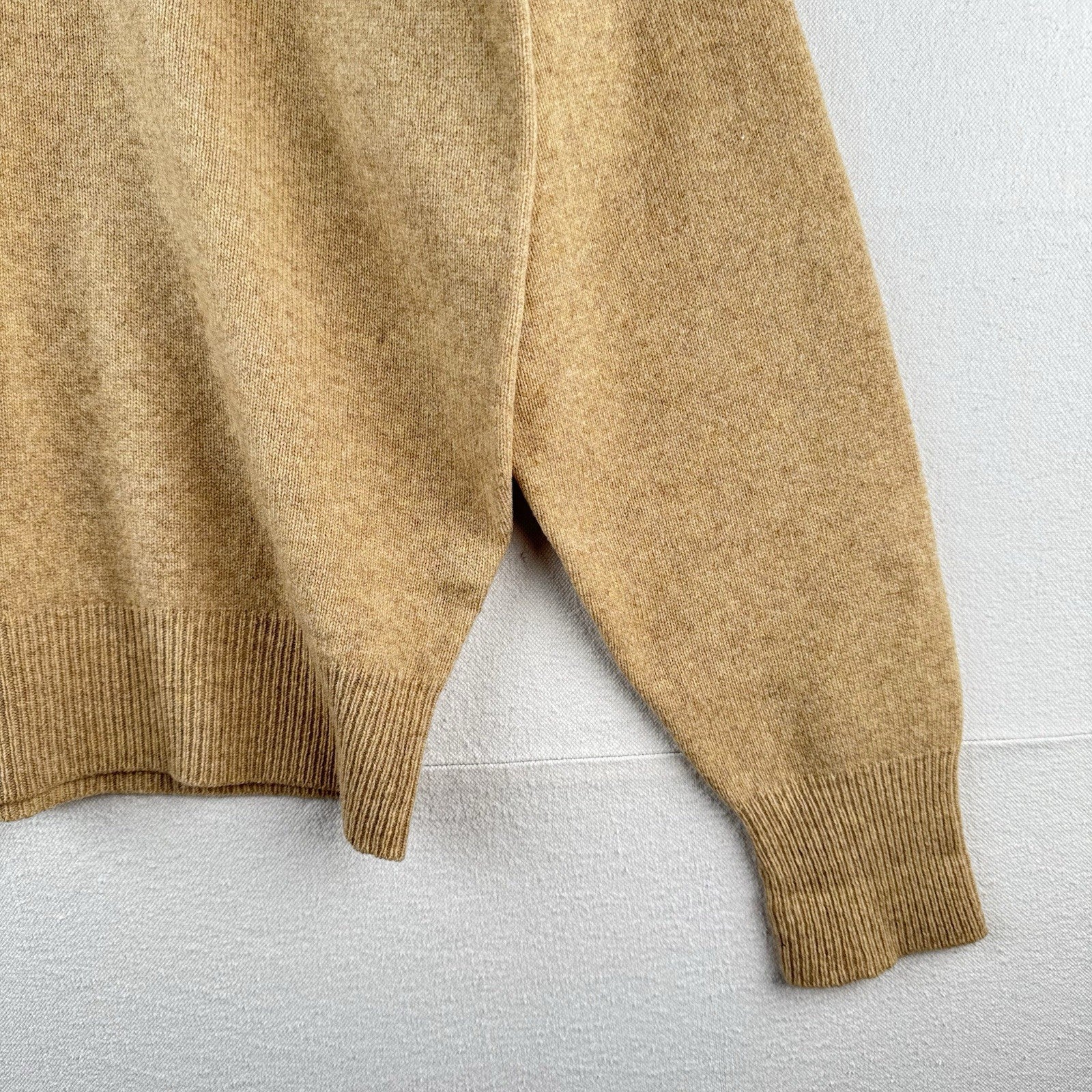 90s Vtg Polo Ralph Lauren Sweater Mens M Camel Tan Lambswool Knit Collared *Read