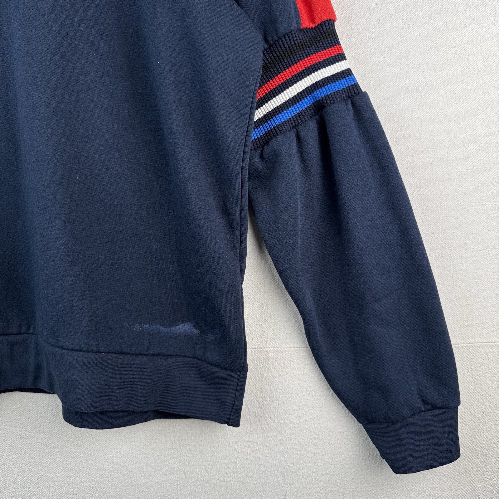 Sergio Tacchini Daniel Navy/White Men's Crew Sweatshirt Vertical Spell-out *Read