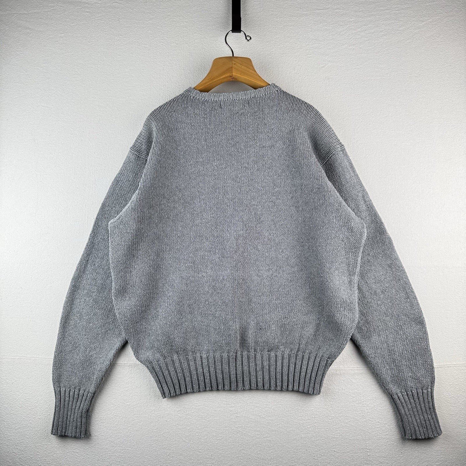 90’s Vintage Polo Ralph Lauren Knit Sweater Men’s XL Gray Cotton Crew Neck