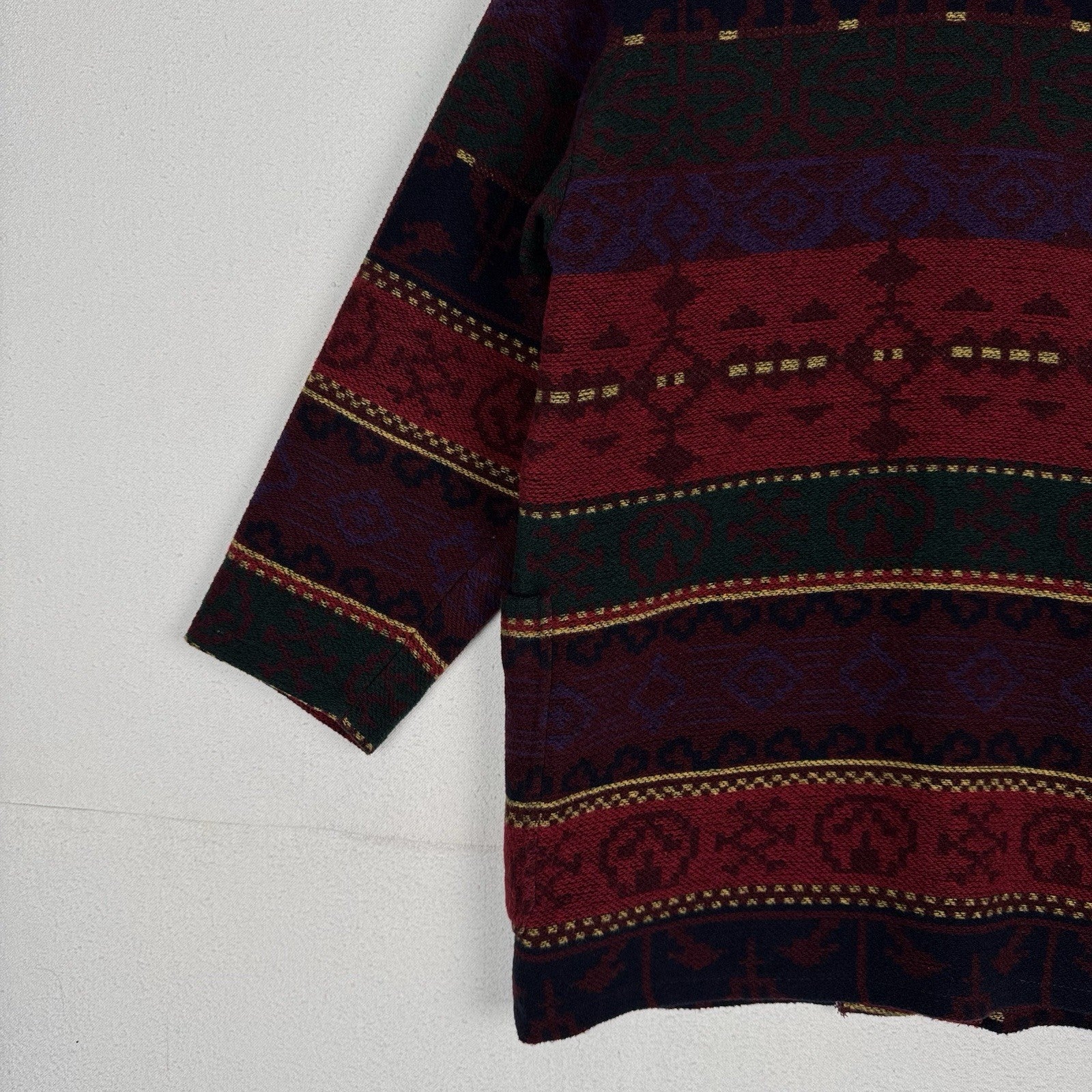 Vintage Wool Aztec Jacket Women Medium Petite Red Southwestern Navajo Barn 90s