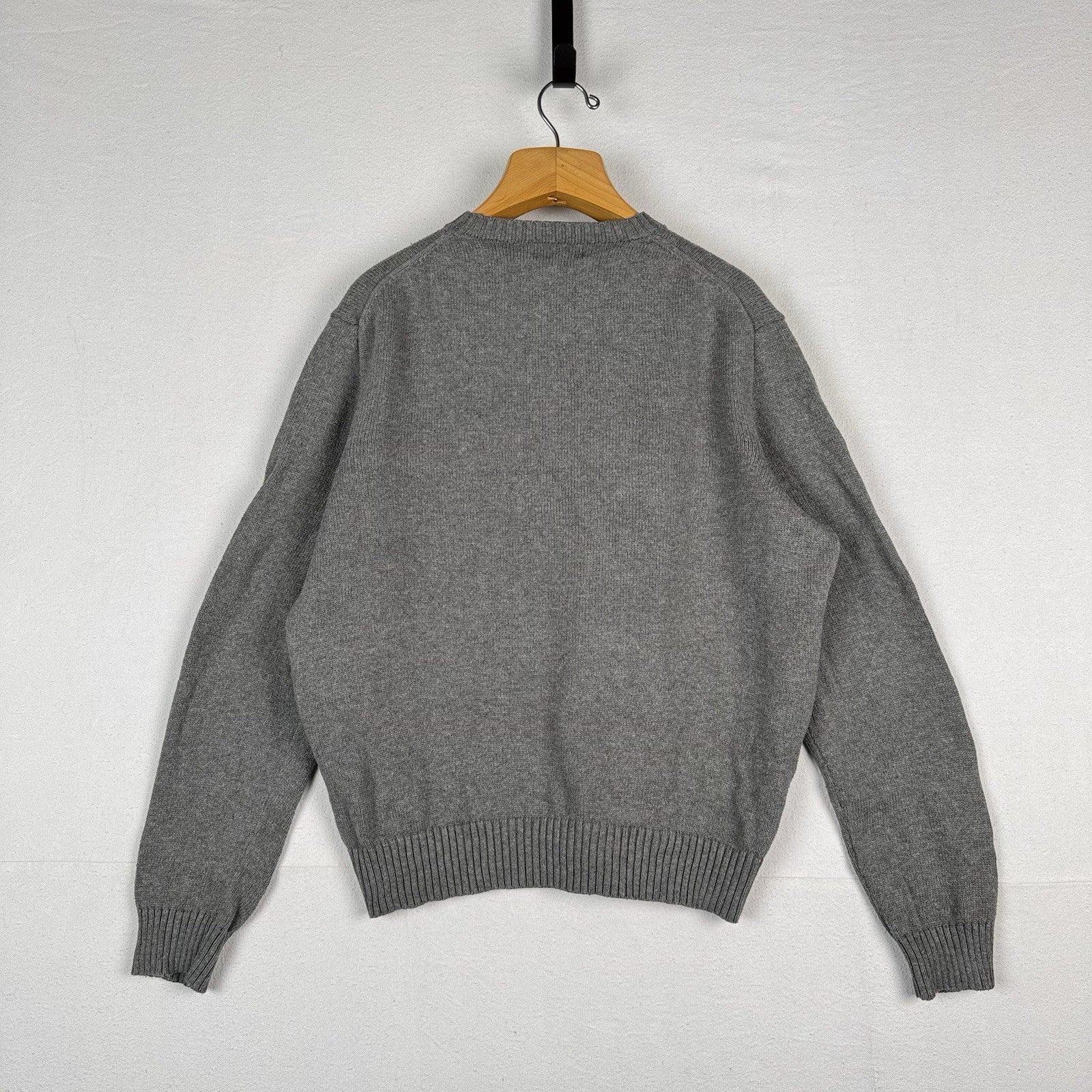 Polo Ralph Lauren Men’s XL Cotton Gray Knit Crewneck Sweater Green Pony