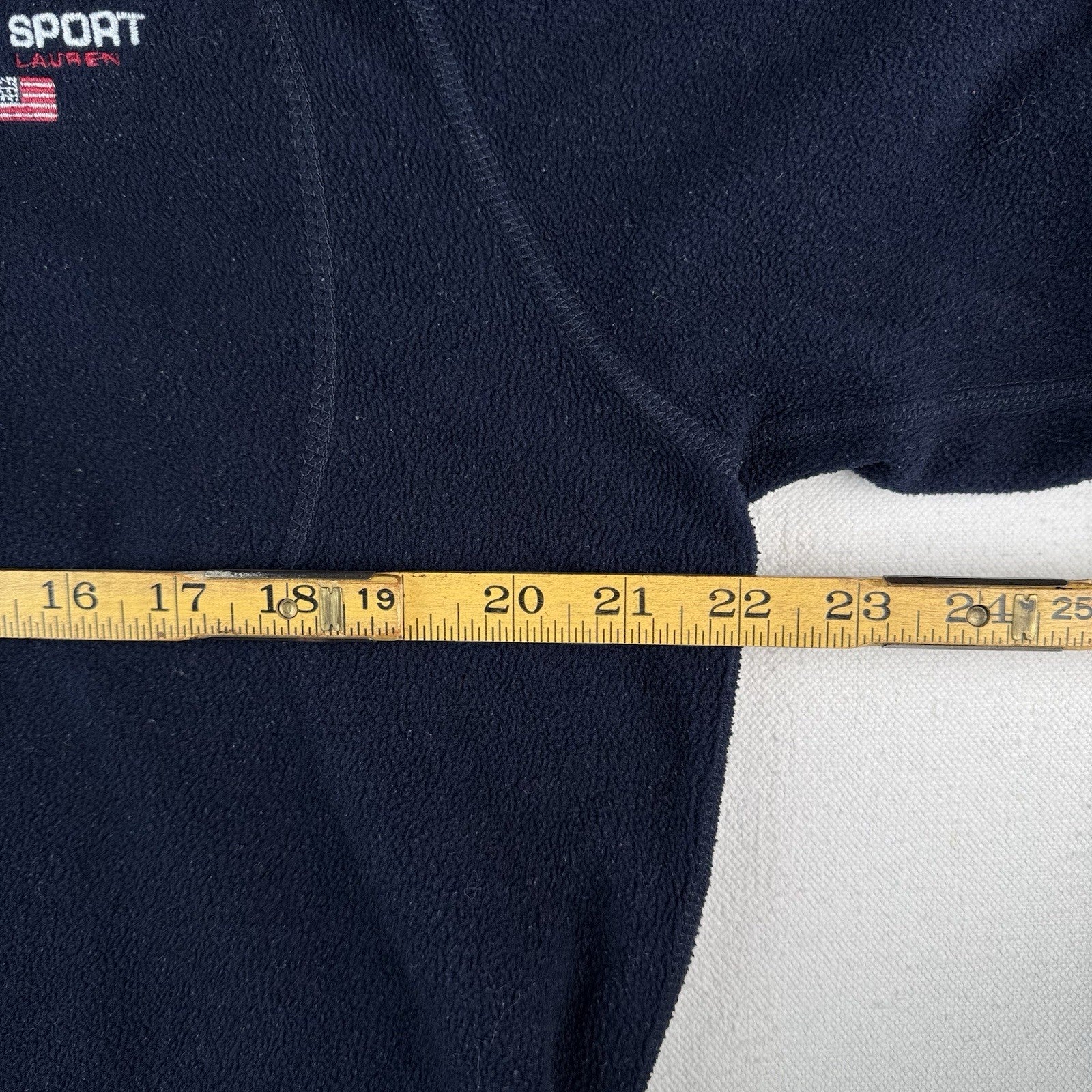 Vtg Polo Sport Ralph Lauren Small Blue Fleece Quarter Zip Cord Hem Pullover