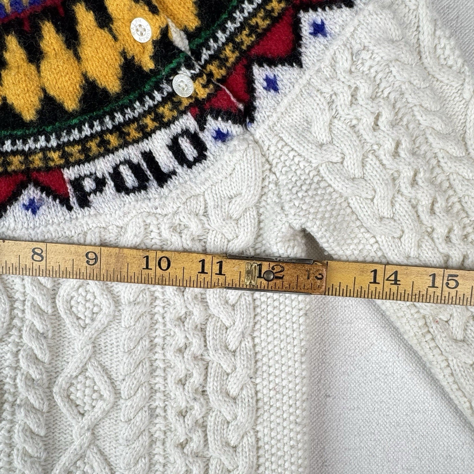 Polo Ralph Lauren Girl’s Small (7) Fair Isle Aran Knit Sweater Cream Colorful