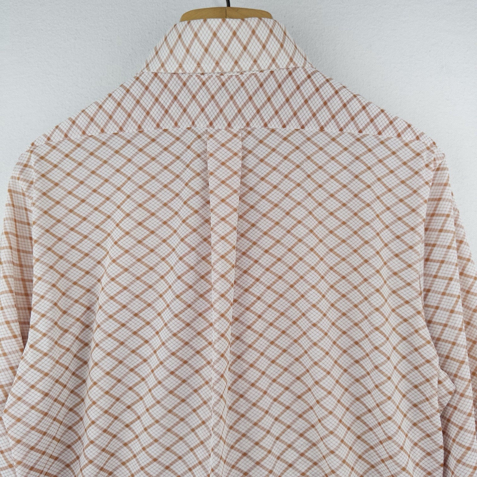 70’s Vtg Michel Daniel Paris Men's XL Orange Plaid Button Down Disco Shirt Thin