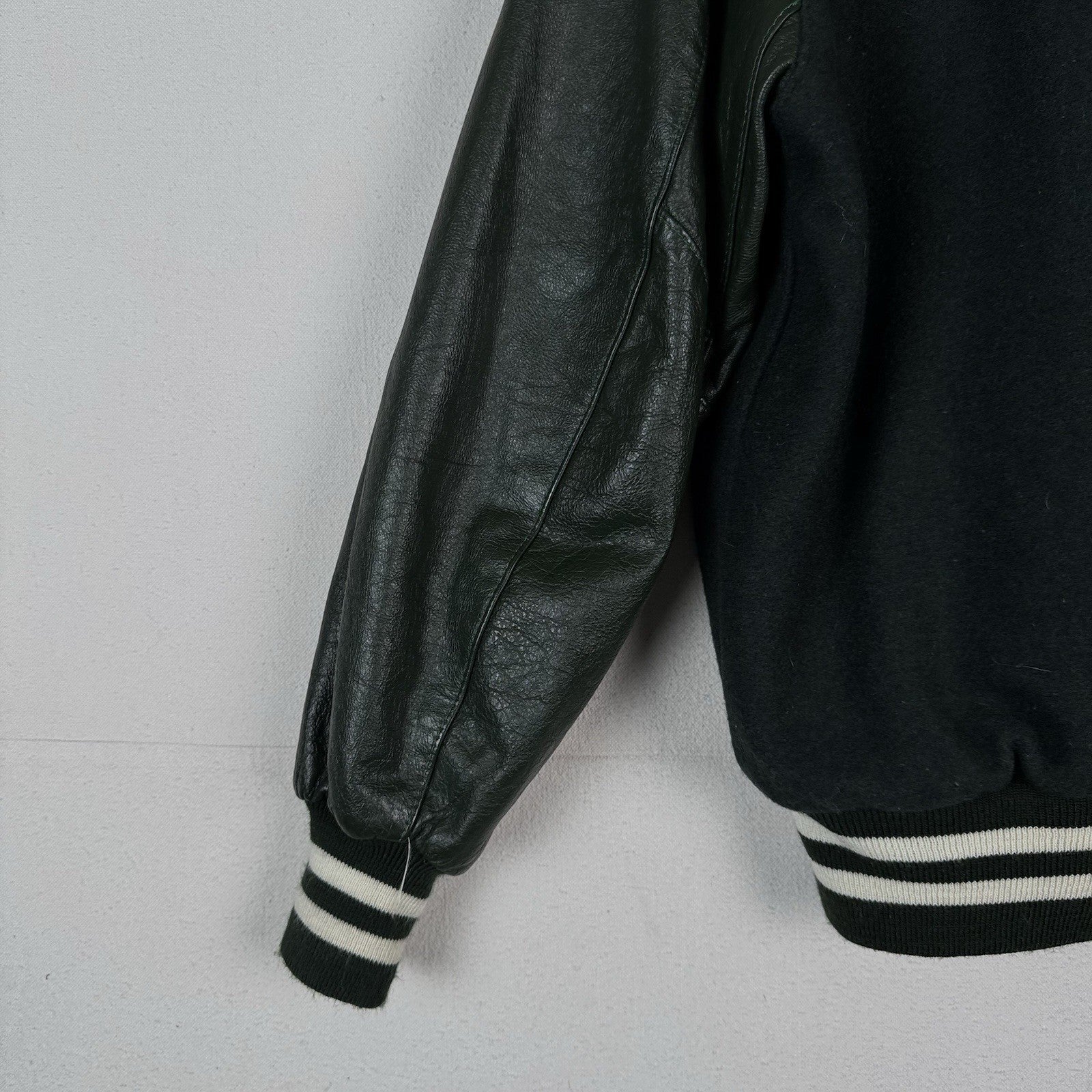 DeLong Wool Varsity Coat Jacket Mens XL Nordonia Green Made In USA