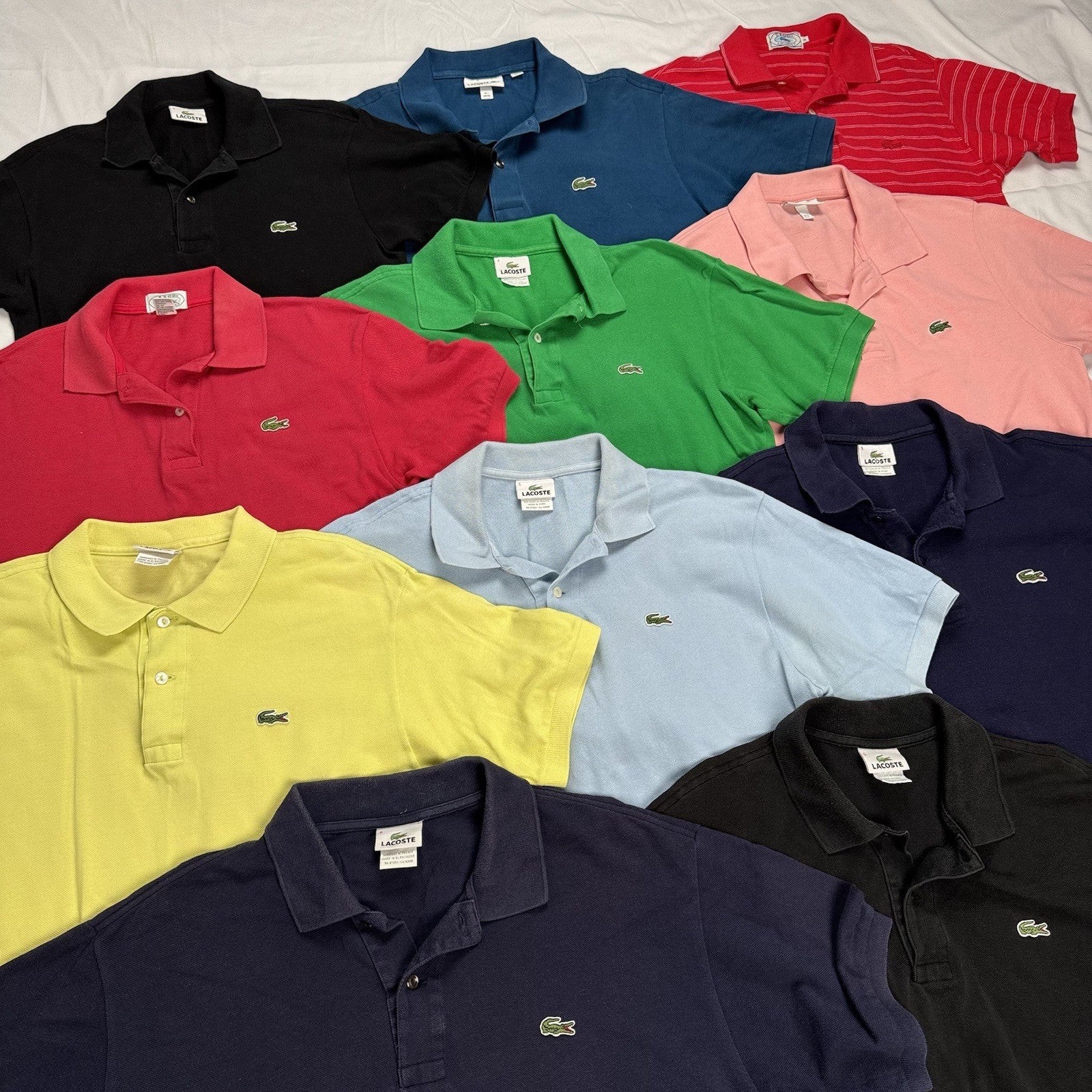 Lot of 10 Lacoste Short Sleeve Polo Shirts Wholesale Box 3,4,5,8,S,L,XL,2XL