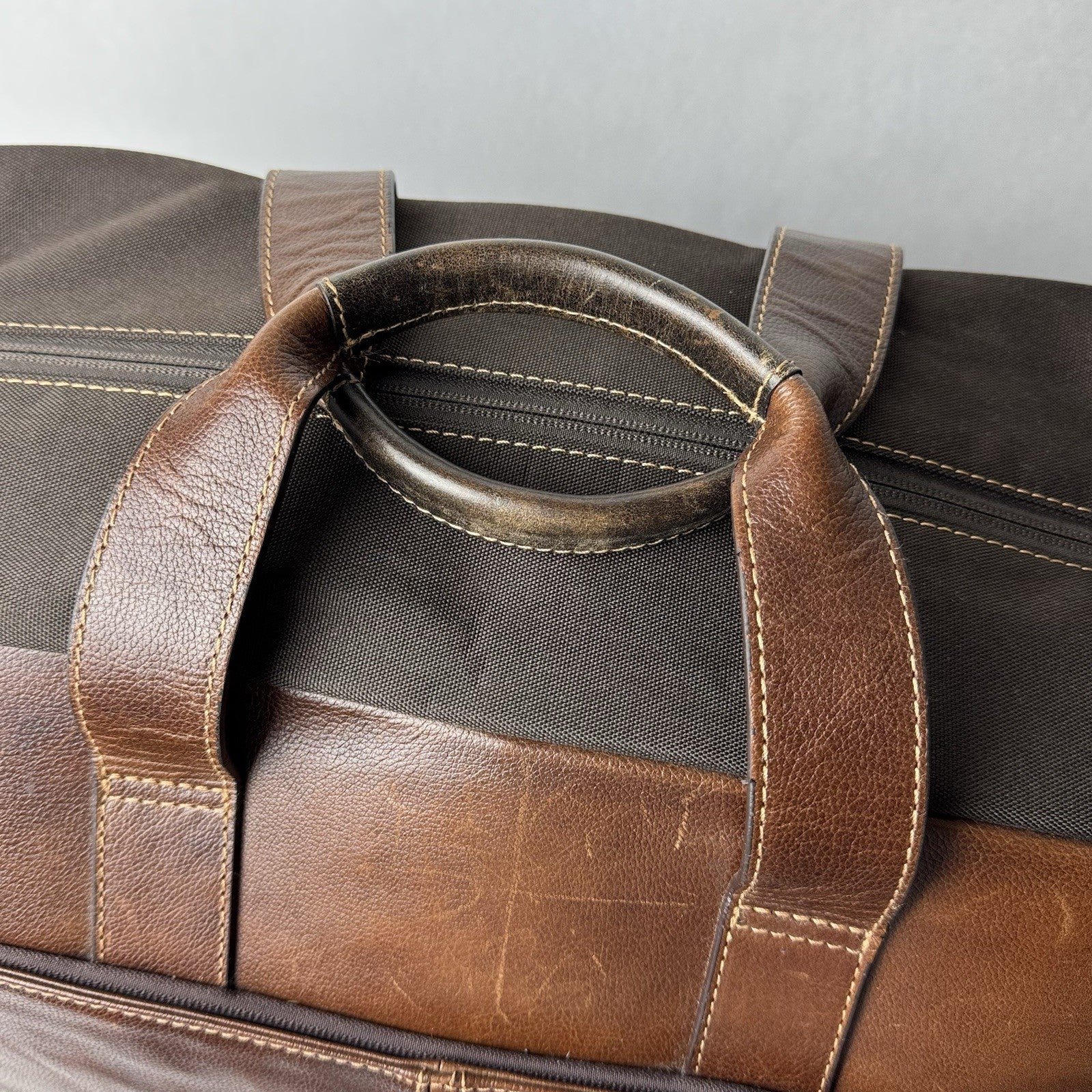 Boconi Garth Commuter Brown Leather Duffle Bag 21”x10”x12”