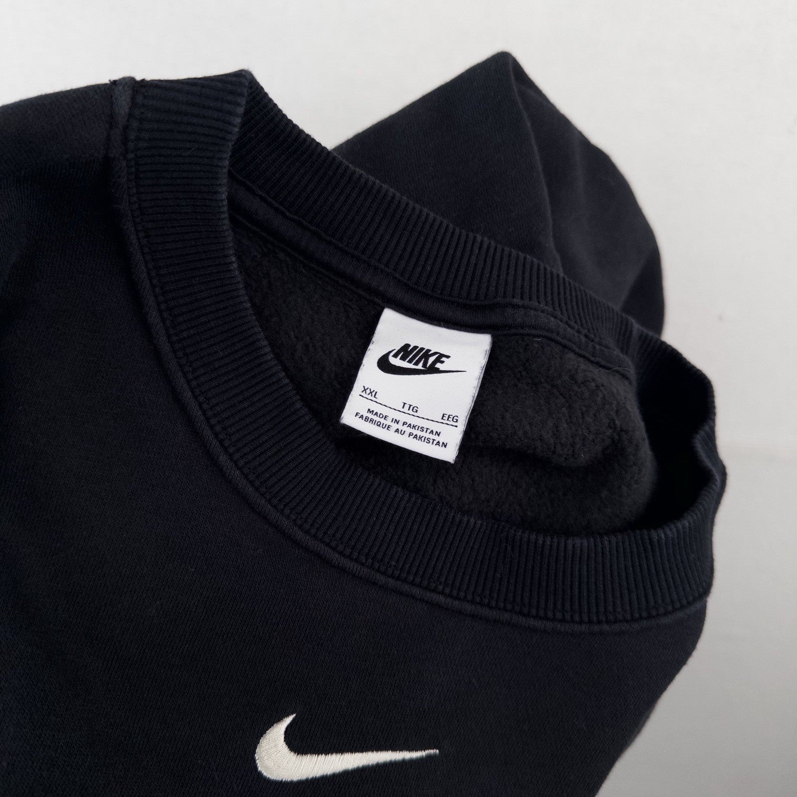 Nike Club Fleece Crewneck Center Check Sweatshirt Men’s 2XL Black Pullover