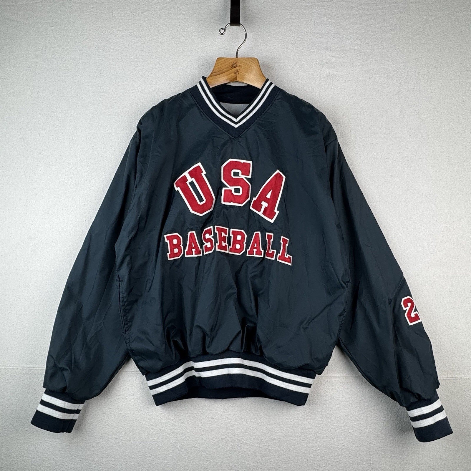 USA Baseball Player Pullover Windbreaker Jacket XL 46-48 Blue #22