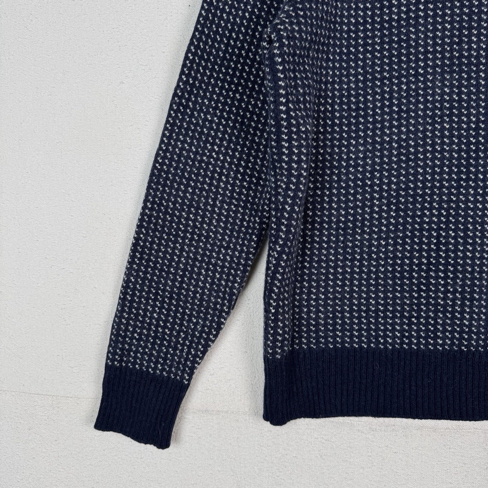 J. Crew Birdseye Quarter-Zip Sweater Merino Wool Navy Blue Men’s Size Medium