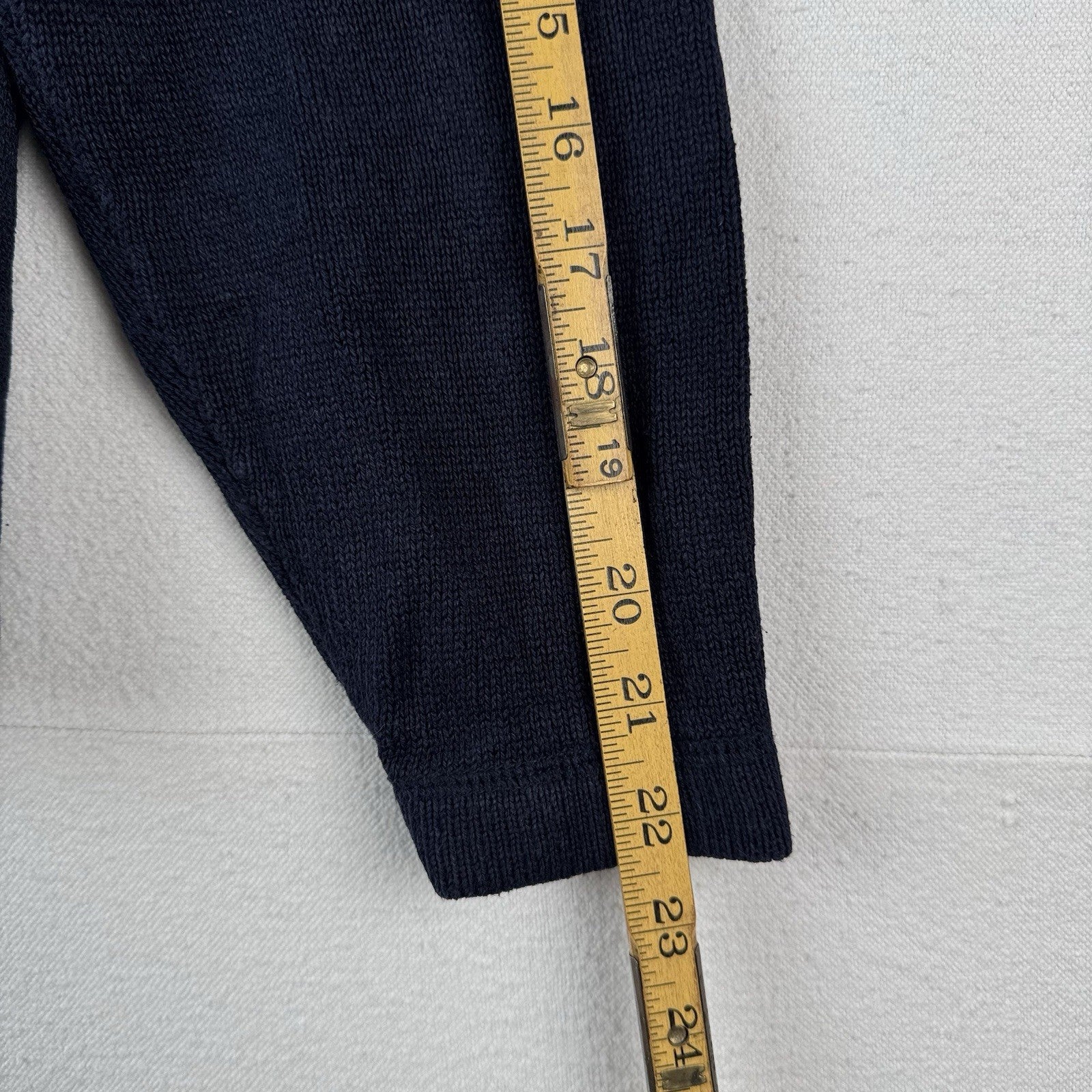 90’s Vintage Polo Ralph Lauren Men’s Large Linen Knit Crewneck Sweater Navy Blue