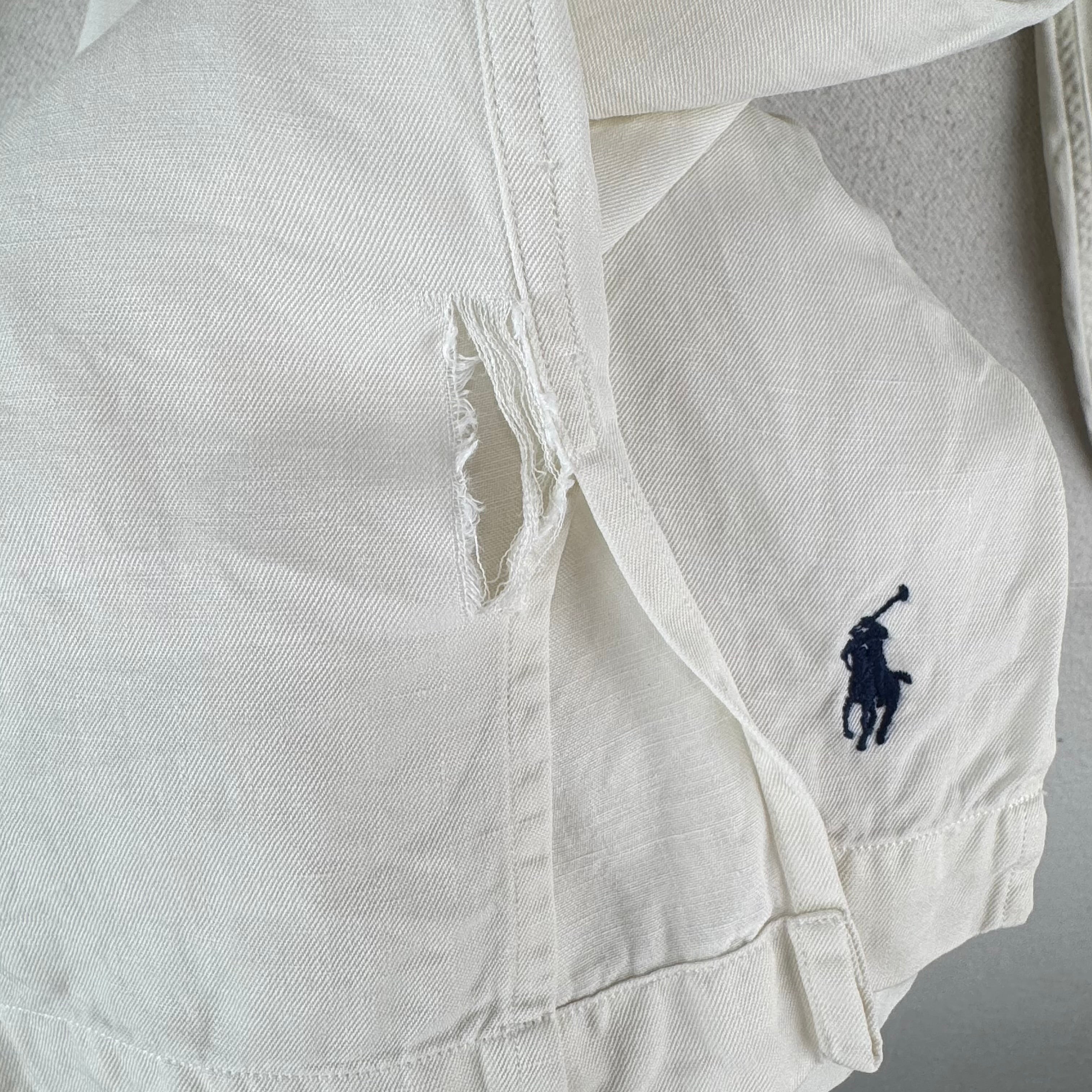 Vintage Polo Ralph Lauren Caldwell Shirt Men’s L Button Up Linen Silk Loop Ivory
