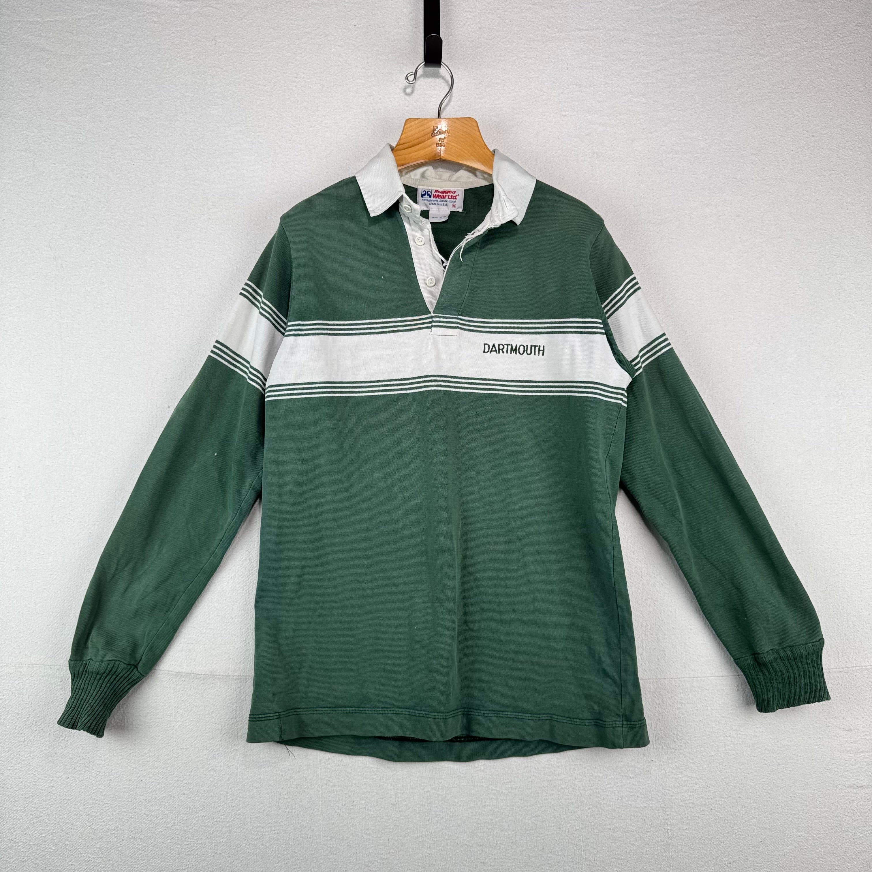 80’s Vtg Dartmouth College Rugged Wear Rugby Shirt Men’s XL Cotton Made in USA