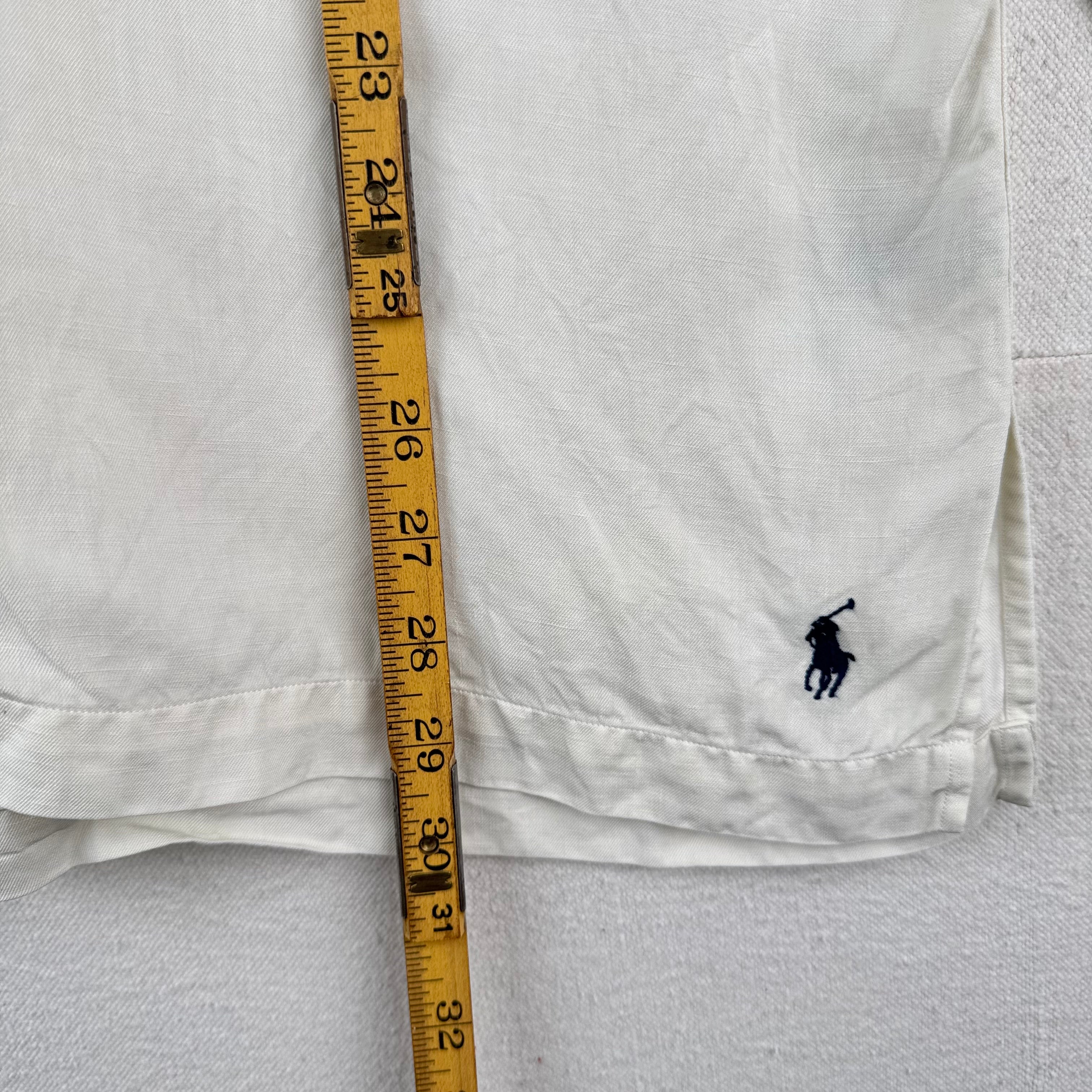 Vintage Polo Ralph Lauren Caldwell Shirt Men’s L Button Up Linen Silk Loop Ivory