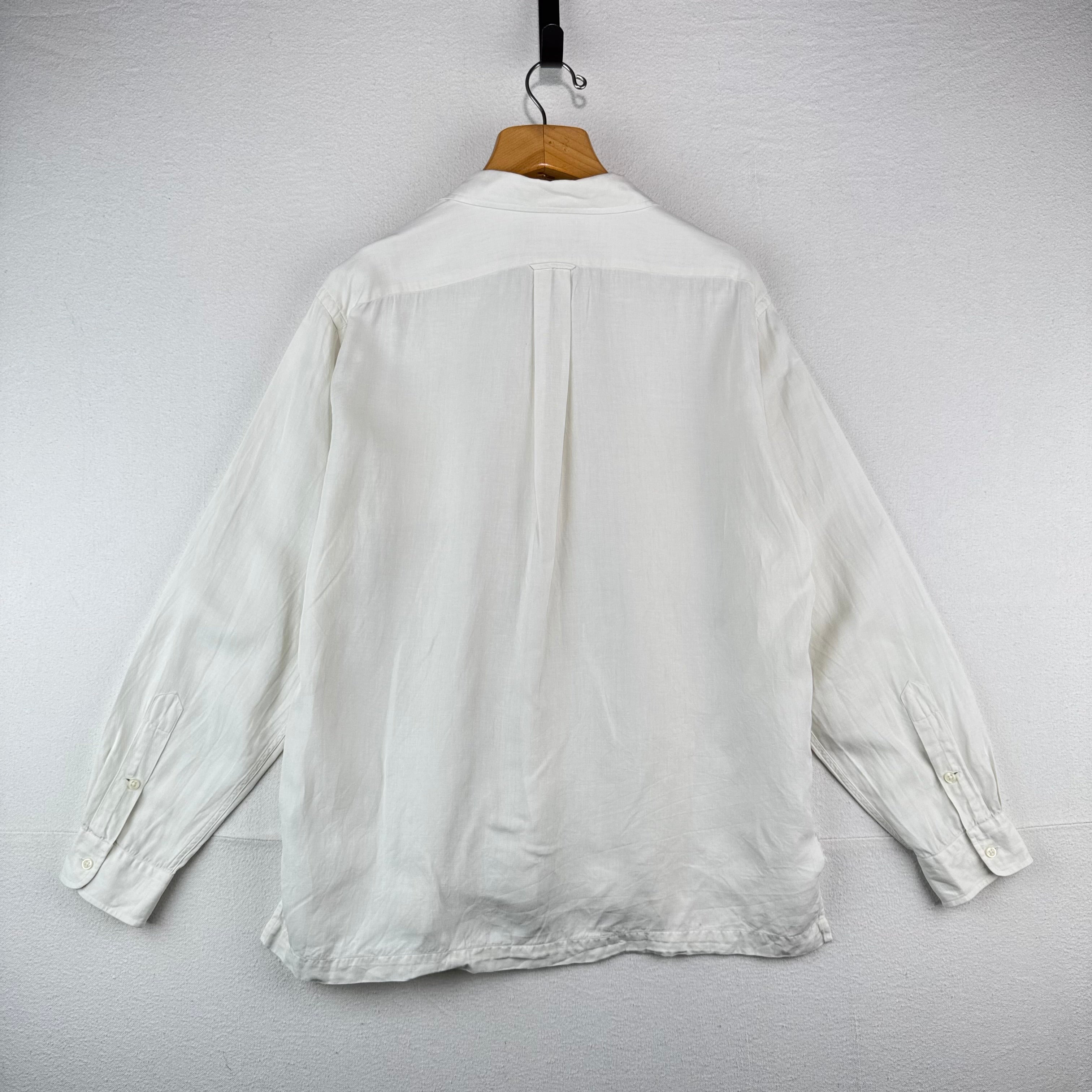 Vintage Polo Ralph Lauren Caldwell Shirt Men’s L Button Up Linen Silk Loop Ivory