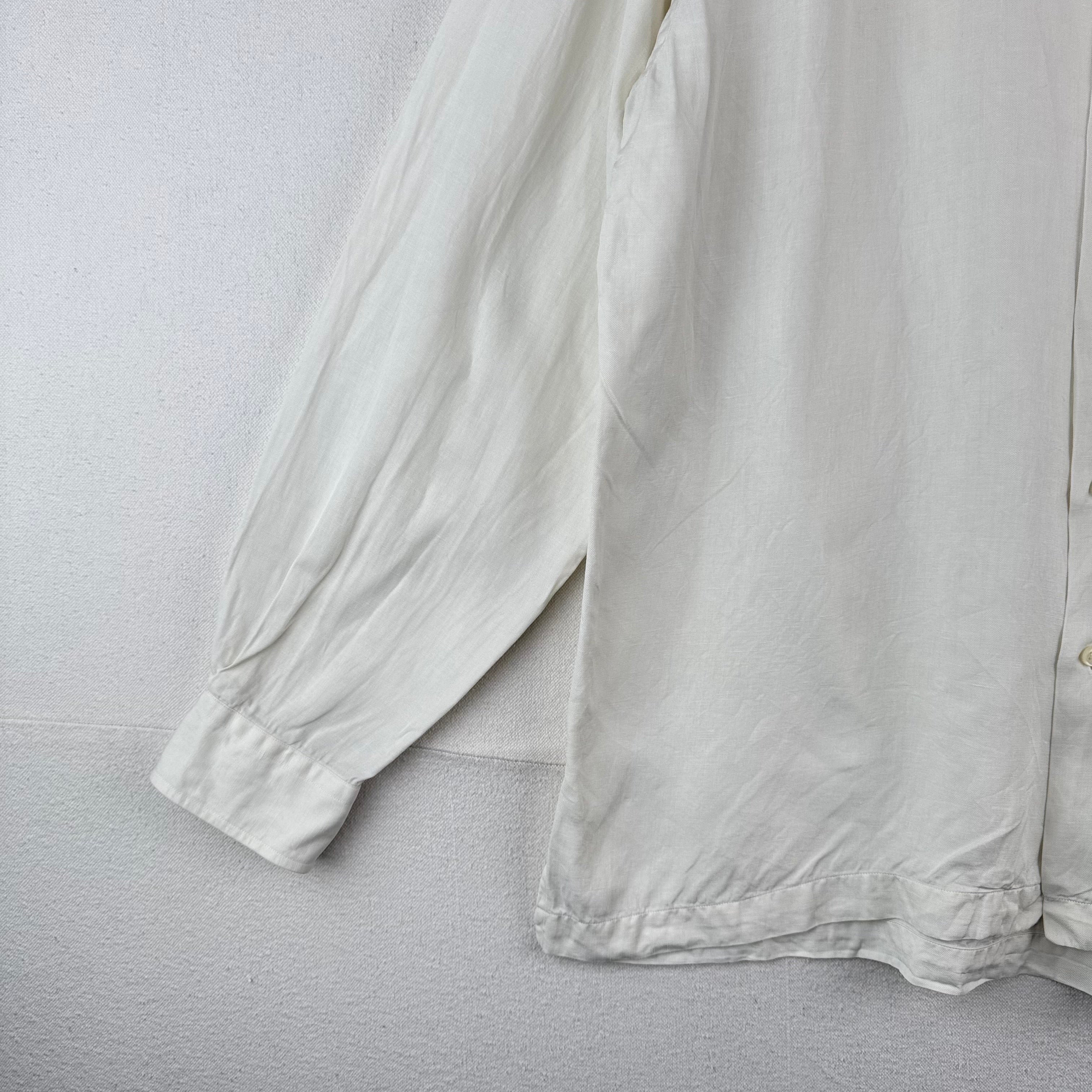 Vintage Polo Ralph Lauren Caldwell Shirt Men’s L Button Up Linen Silk Loop Ivory