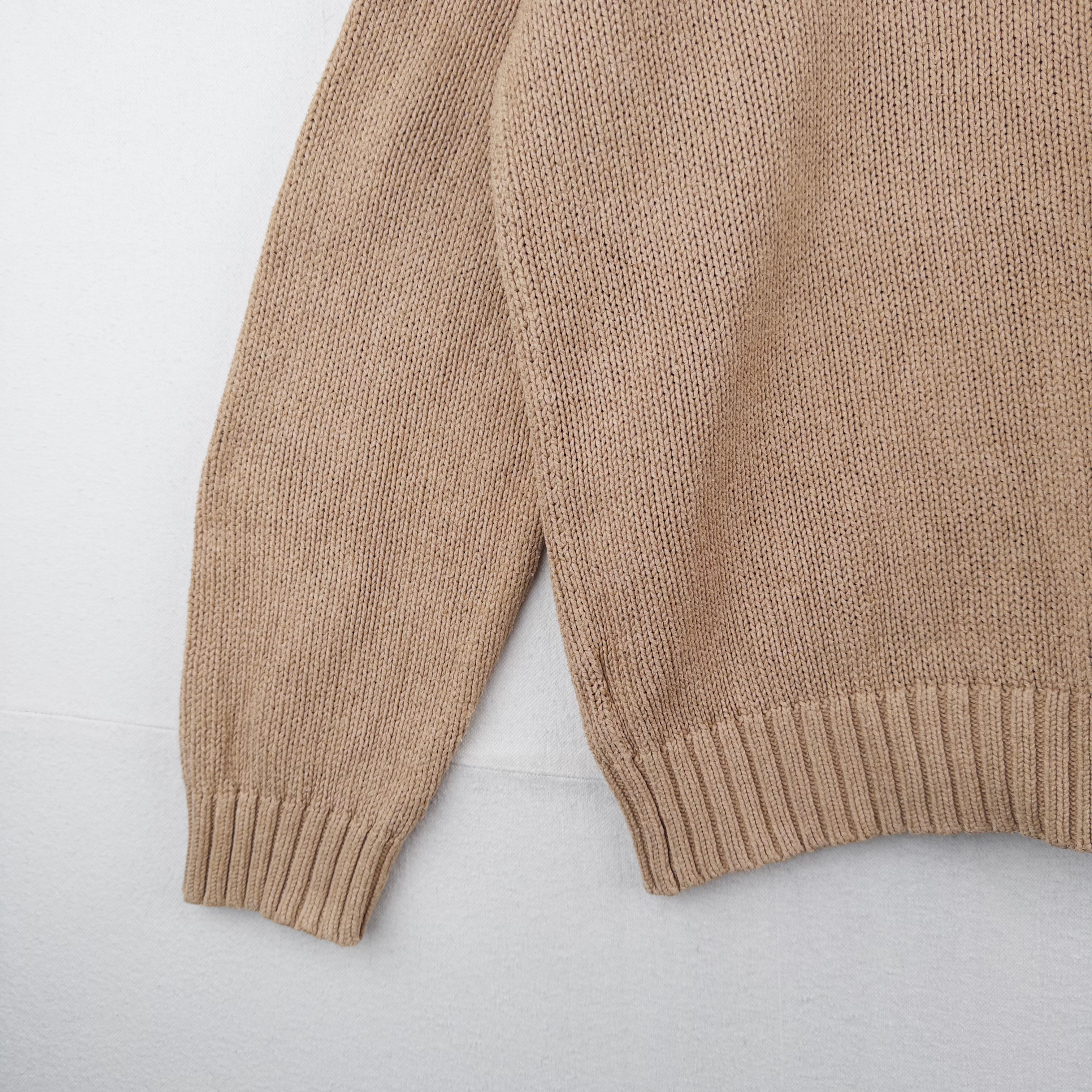 90’s Vintage Polo Ralph Lauren Knit Sweater Mens 2XL Camel Brown Cotton Crewneck