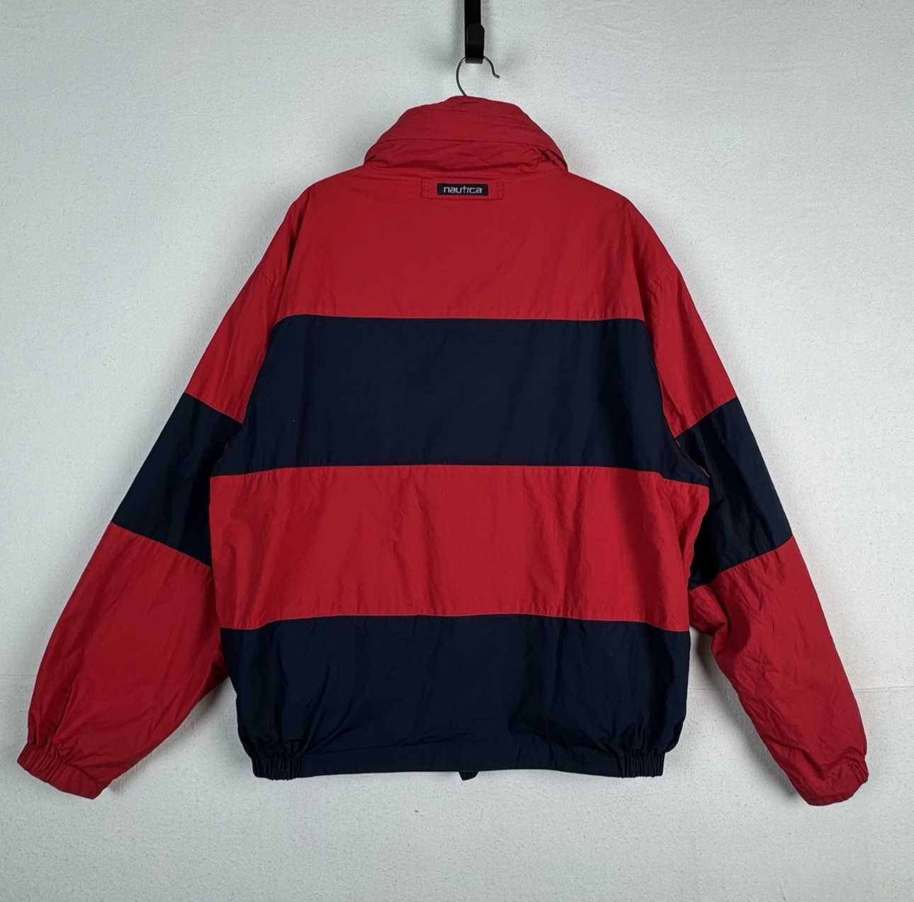 Vintage 90s Nautica Mens 2XL Red Blue Stripe Reversible Sailing Windbreaker Jacket