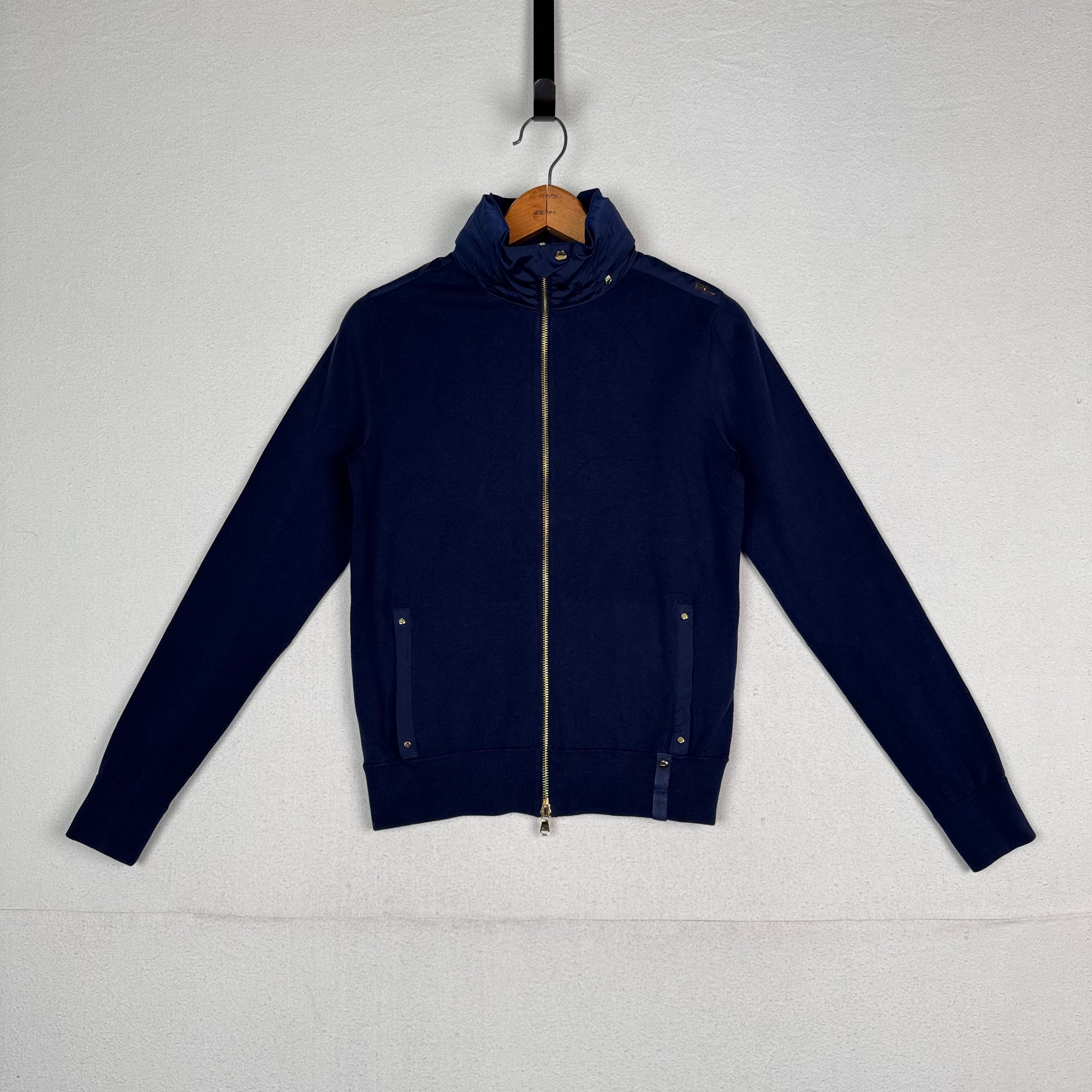 Ralph Lauren Golf Women’s Double Knit Blue Bomber Double Zip Stowaway Hood Small