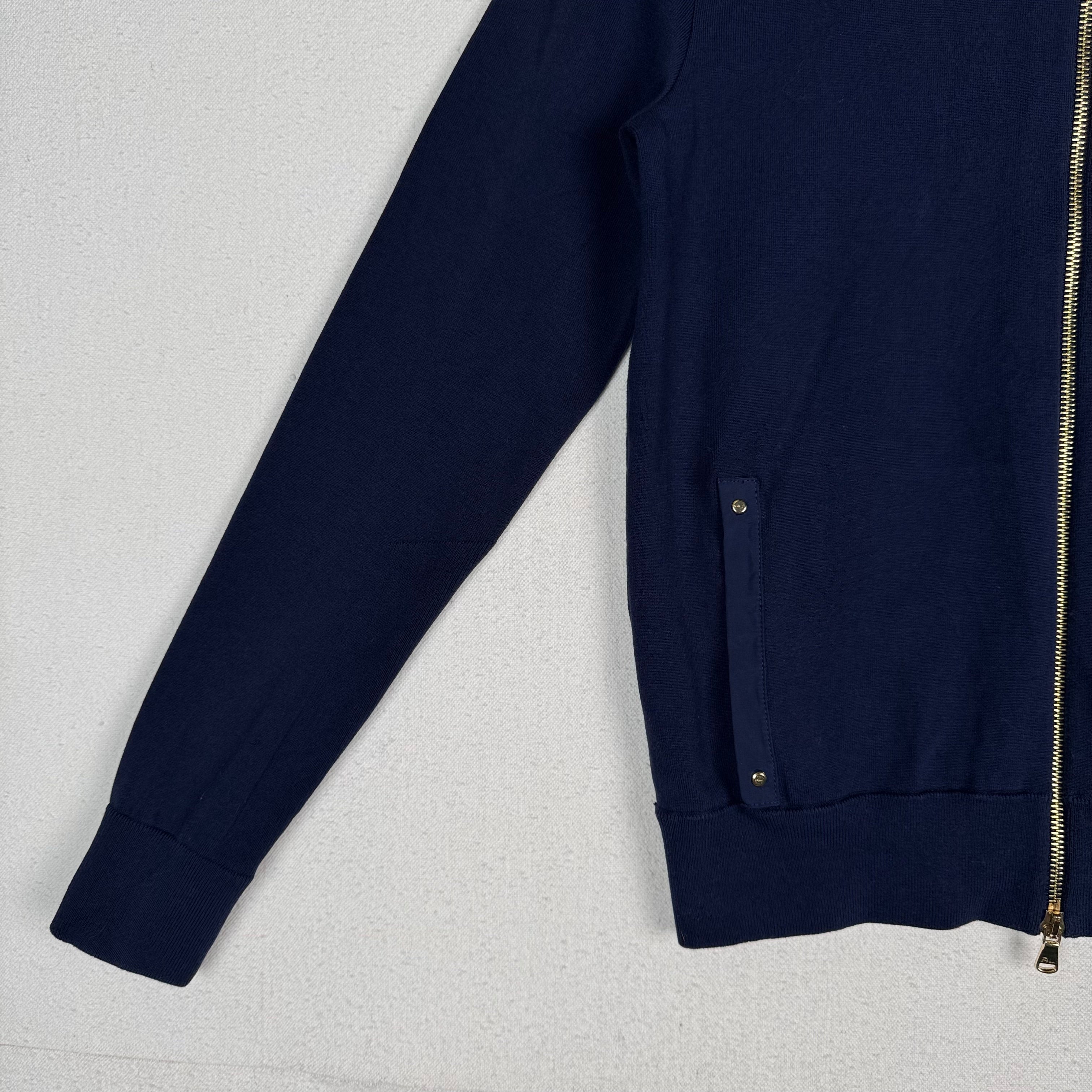 Ralph Lauren Golf Women’s Double Knit Blue Bomber Double Zip Stowaway Hood Small