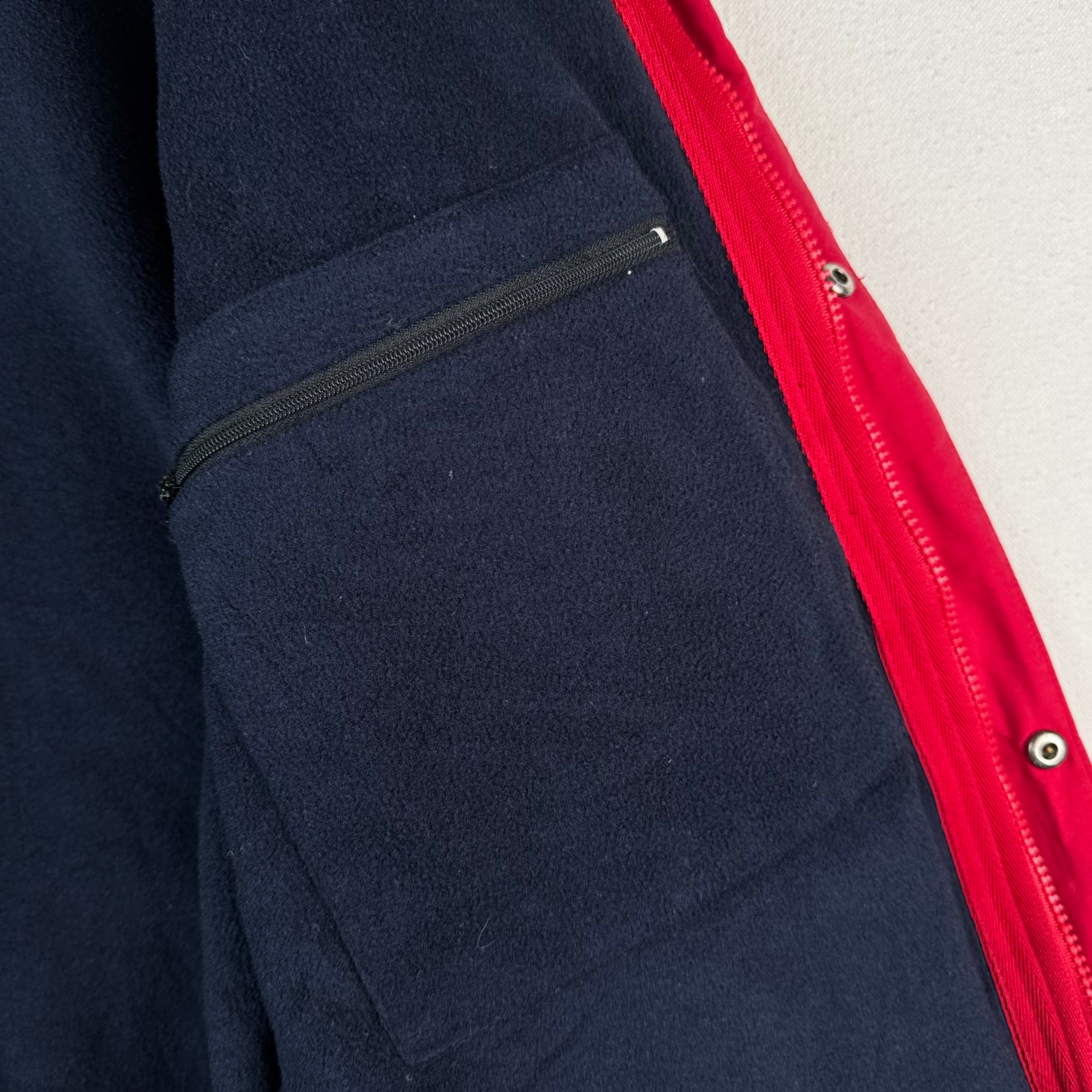 90’s Vtg Polo Ralph Lauren Jacket Men’s L Red A-2 Bomber Fleece Stowaway Hood